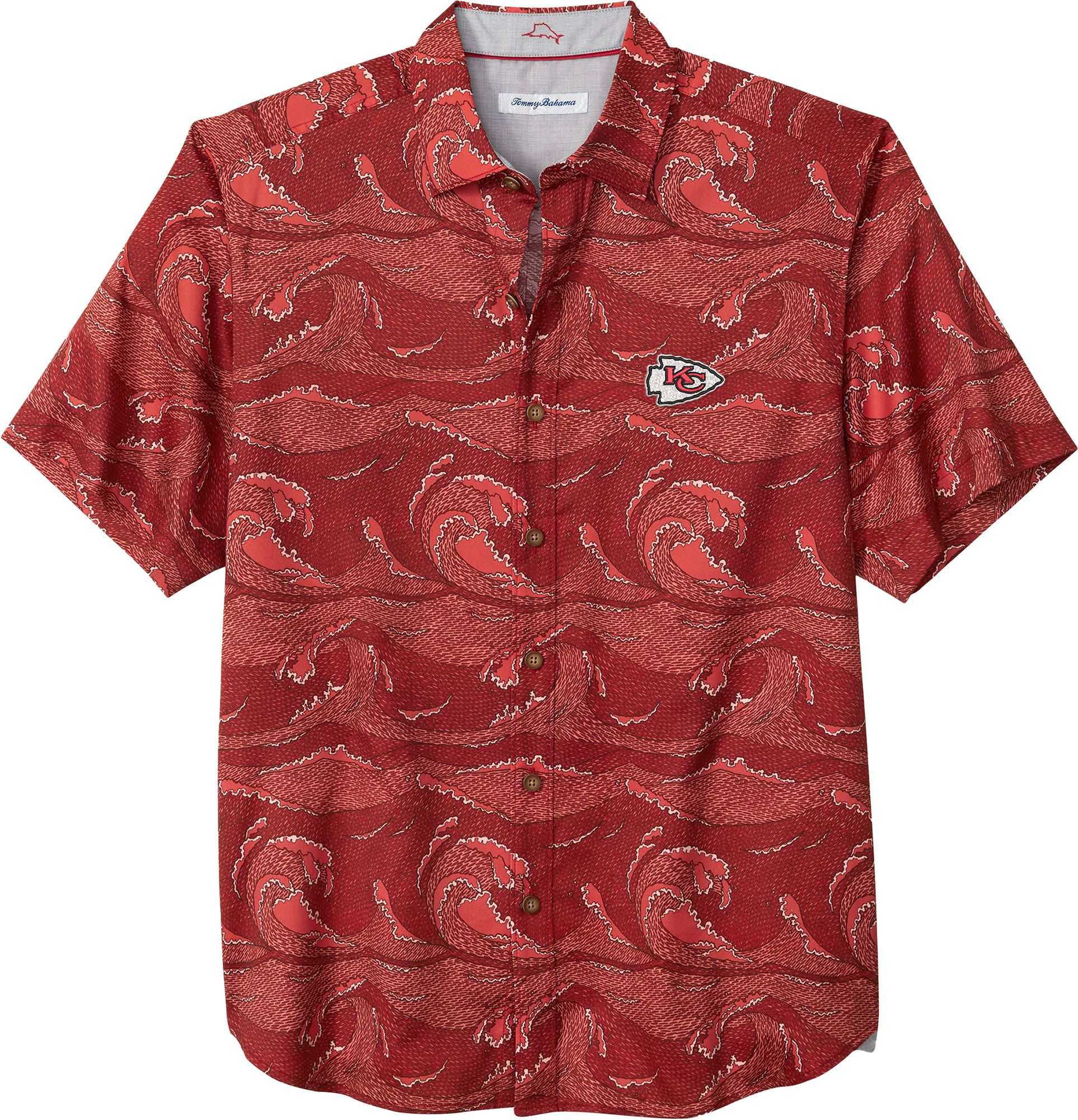 Tommy Bahama Men's Kansas City Chiefs Red Wavescape Short Sleeve Button-Down Shirt