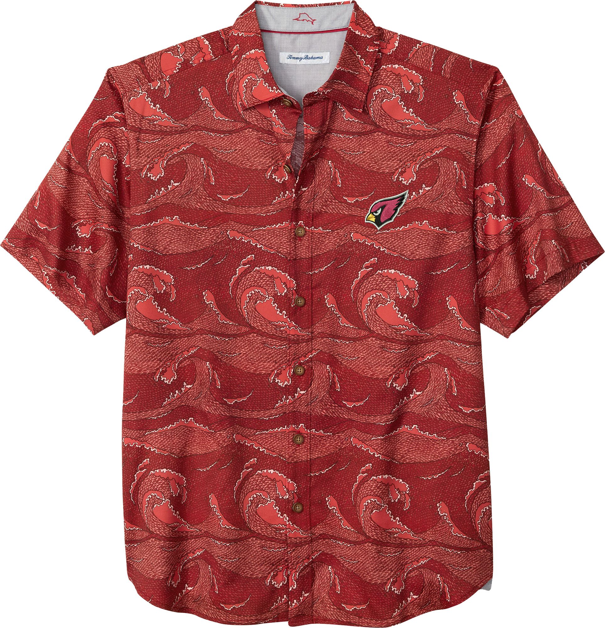 Tommy Bahama Men's Arizona Cardinals Red Wavescape Short Sleeve Button-Down Shirt