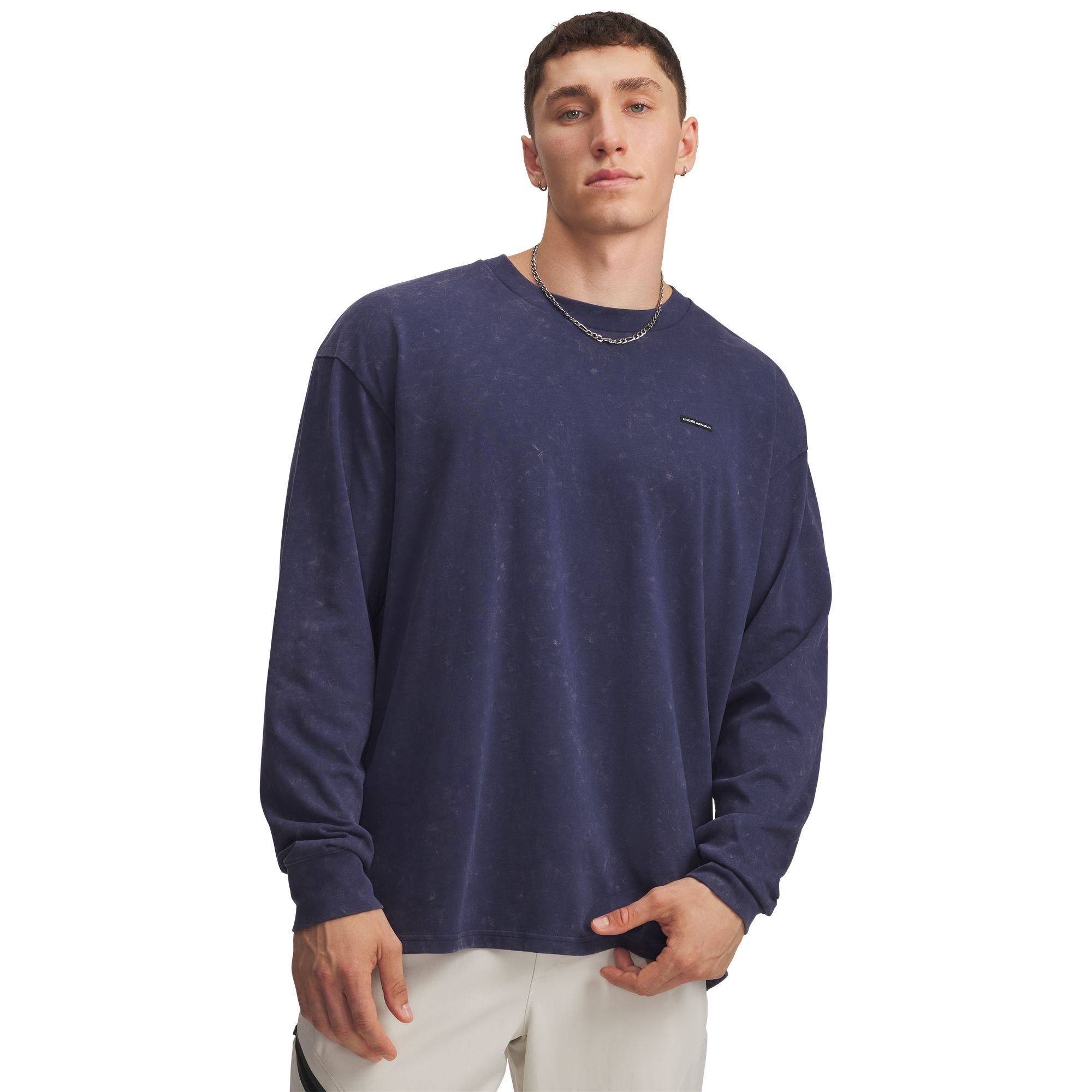 Under Armour Men's Heavyweight Oversized Logo Wash Long Sleeve T-Shirt