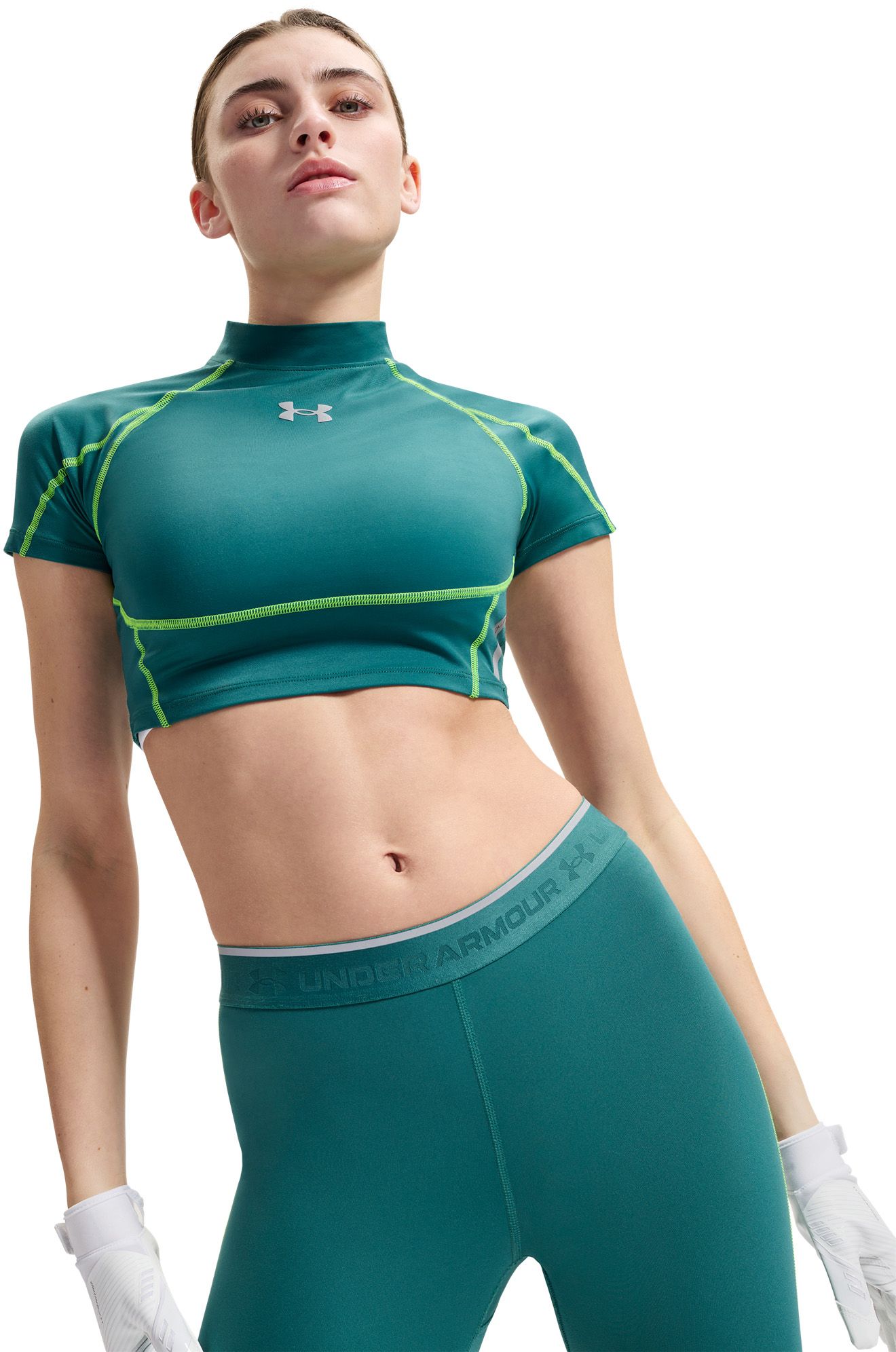 Under Armour Women's HeatGear Elite Crop Mock Short Sleeve