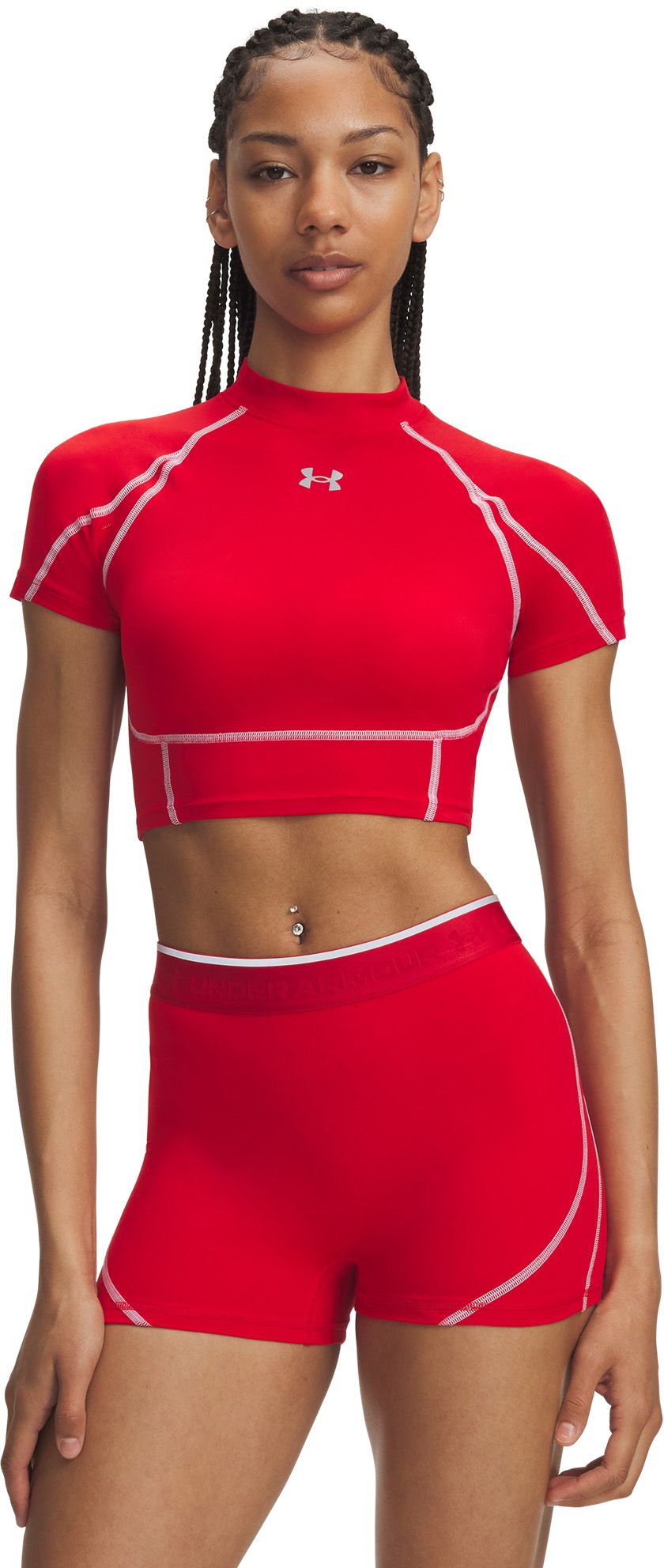 Under Armour Women's HeatGear Elite Crop Mock Short Sleeve