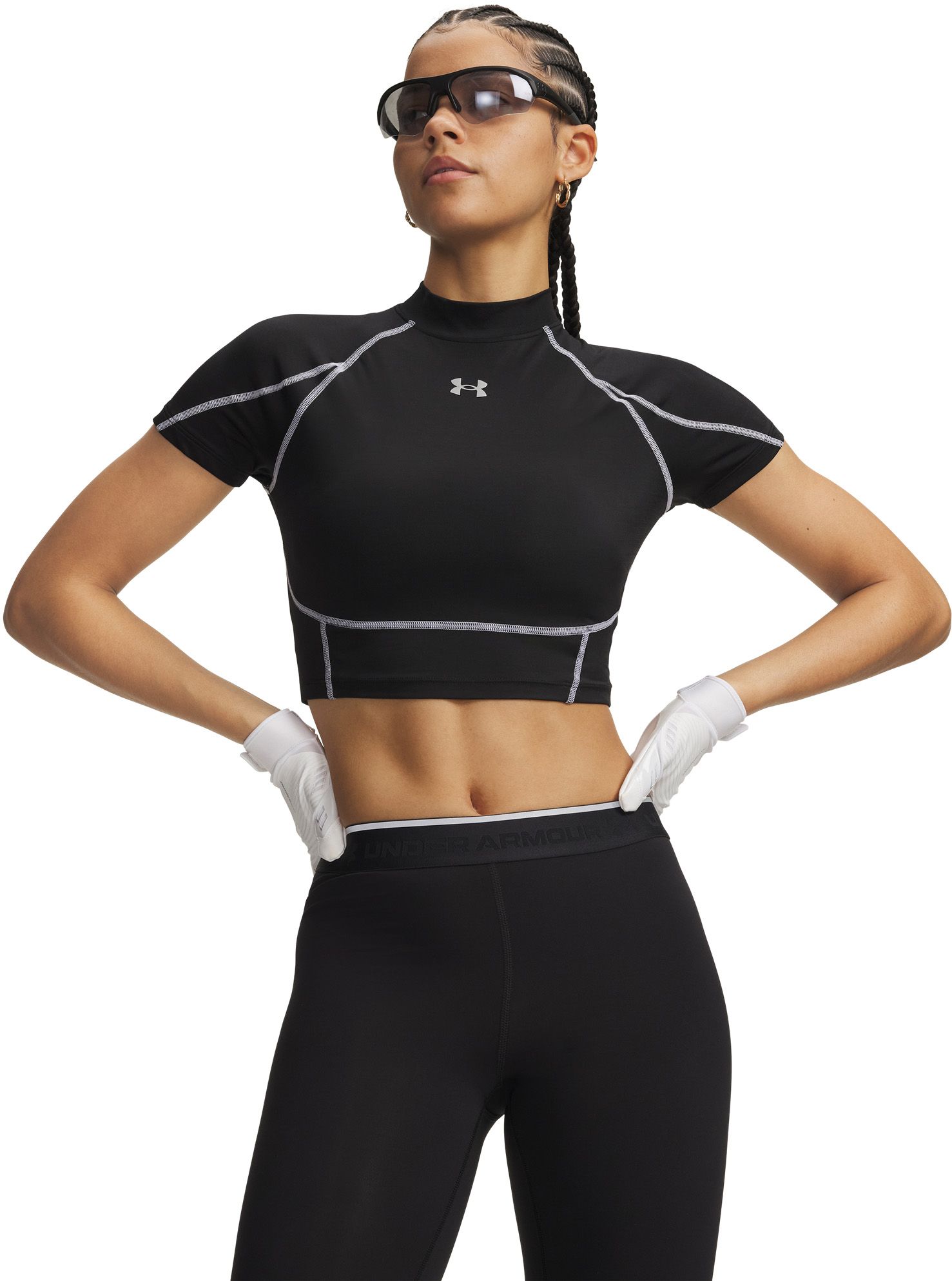 Under Armour Women's HeatGear Elite Crop Mock Short Sleeve