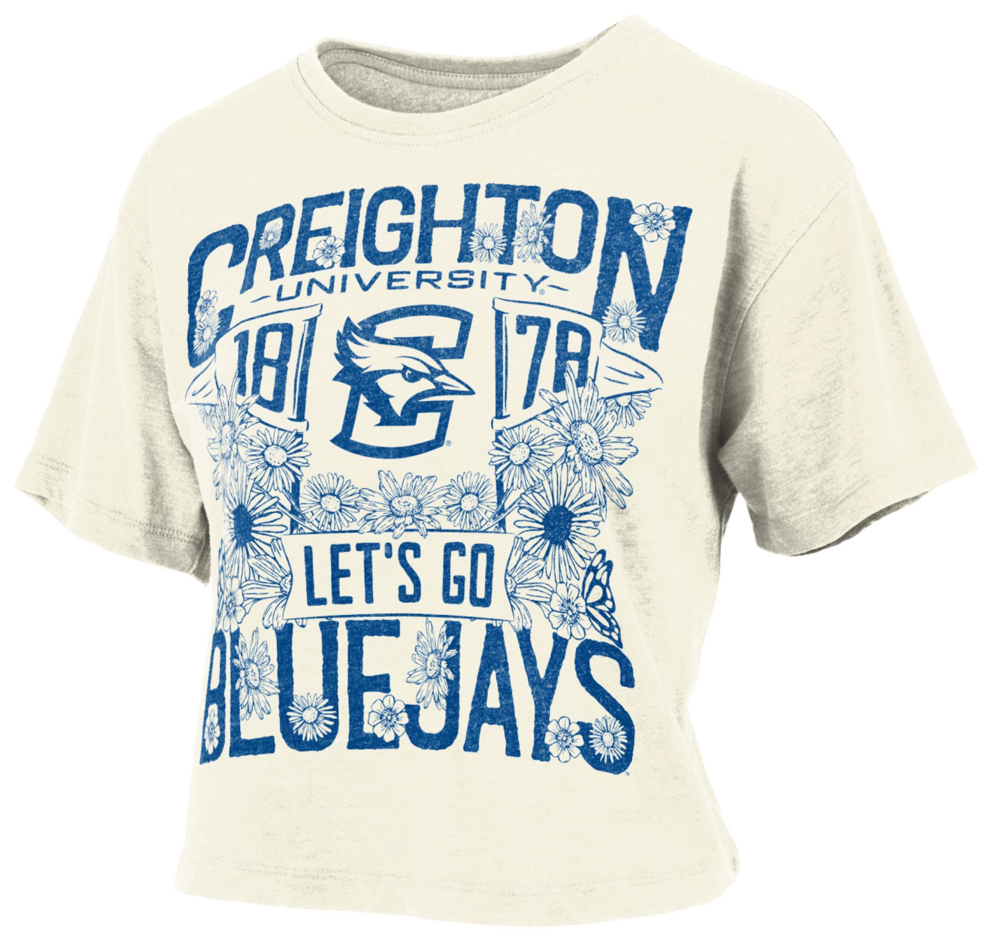 Pressbox Women's Creighton Bluejays Ivory Jasmine T-Shirt