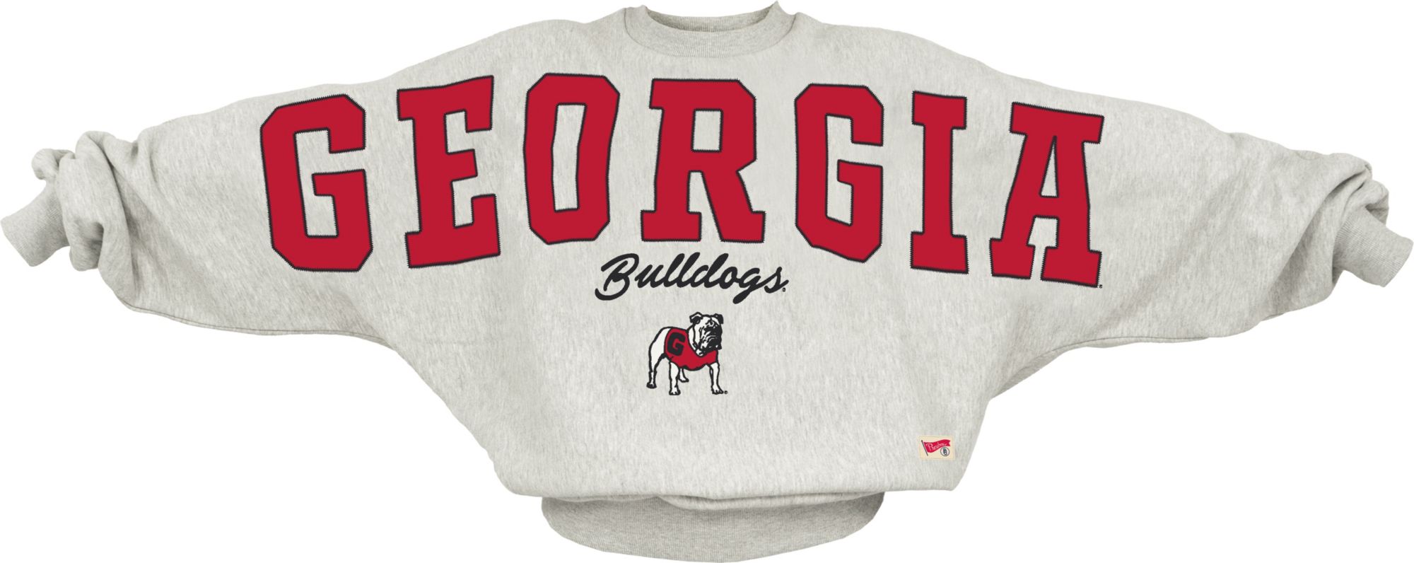 Pressbox Women's Georgia Bulldogs Grey Flannigan Crew Pullover Sweatshirt