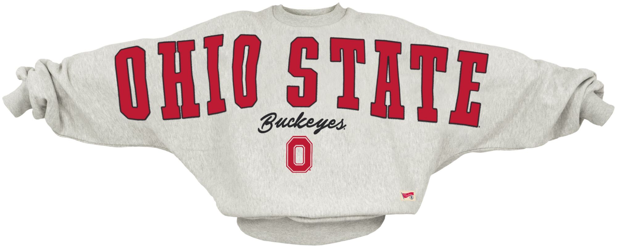 Pressbox Women's Ohio State Buckeyes Grey Flannigan Crew Pullover Sweatshirt