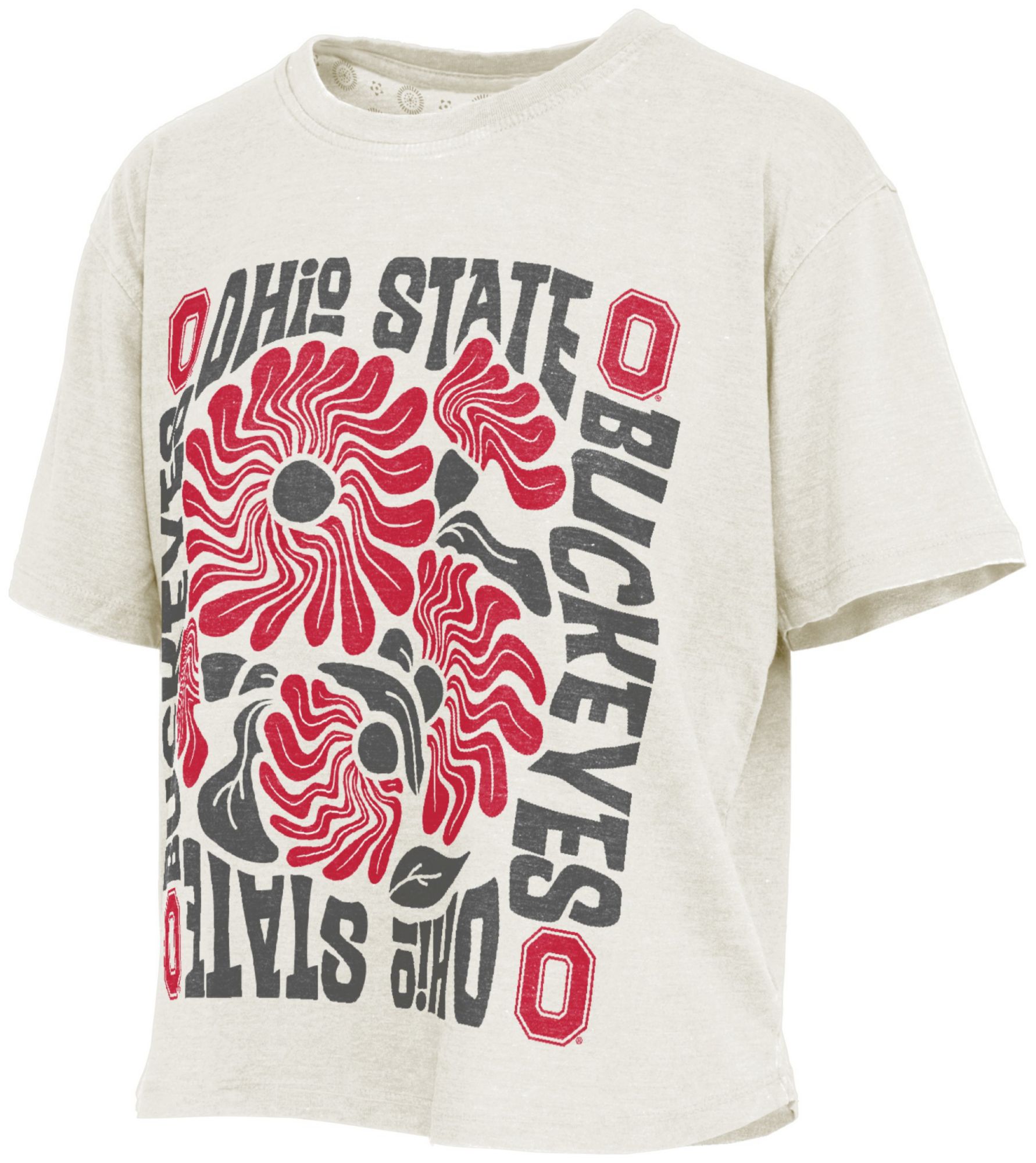 Pressbox Women's Ohio State Buckeyes Ivory Floral Vintage Shirt