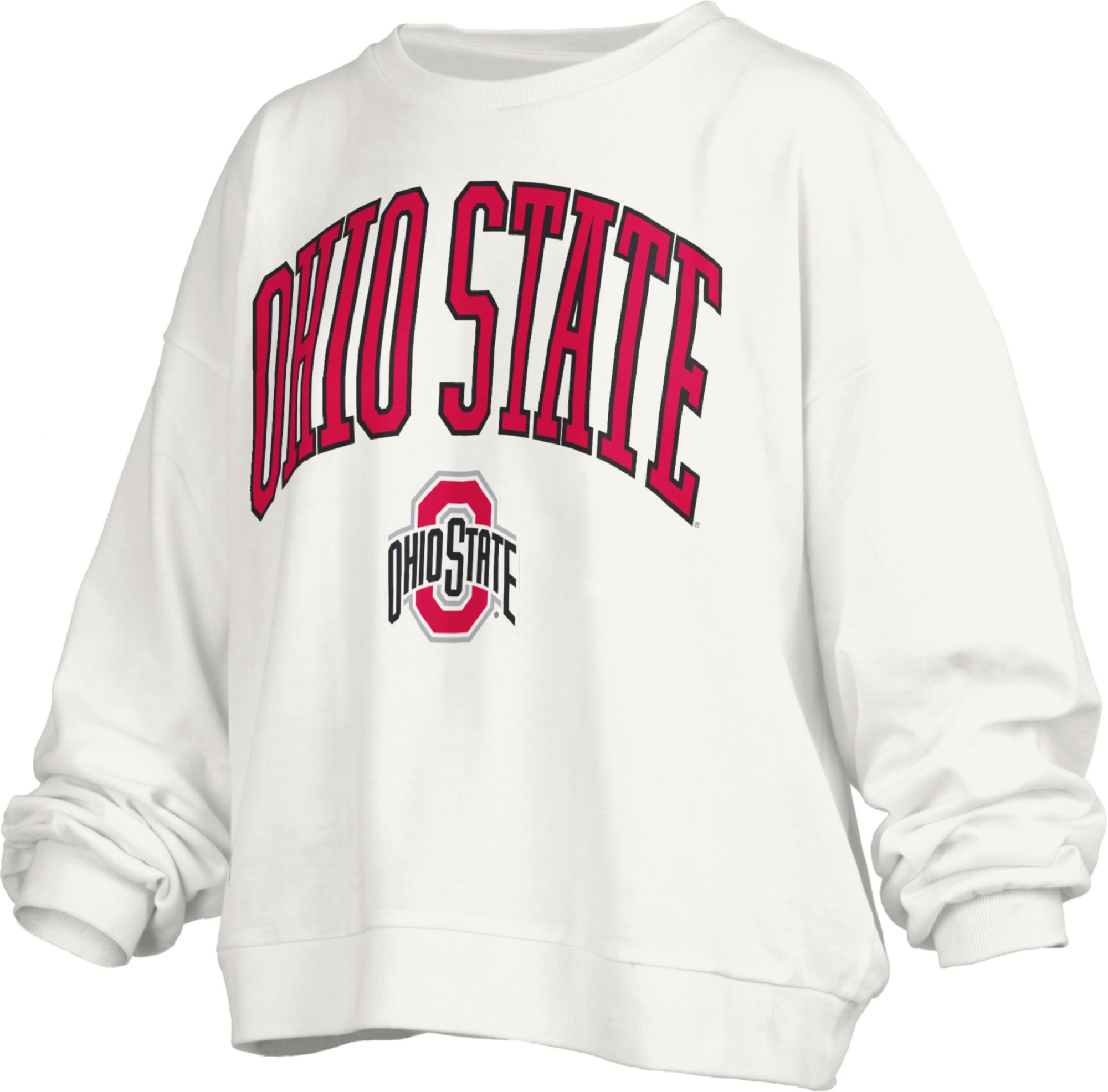 Pressbox Women's Ohio State Buckeyes White Janise Oversized Crewneck Sweatshirt