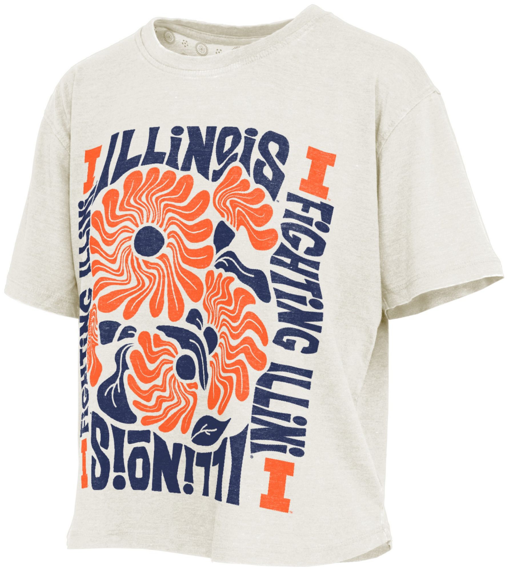 Pressbox Women's Illinois Fighting Illini Ivory Floral Vintage Shirt