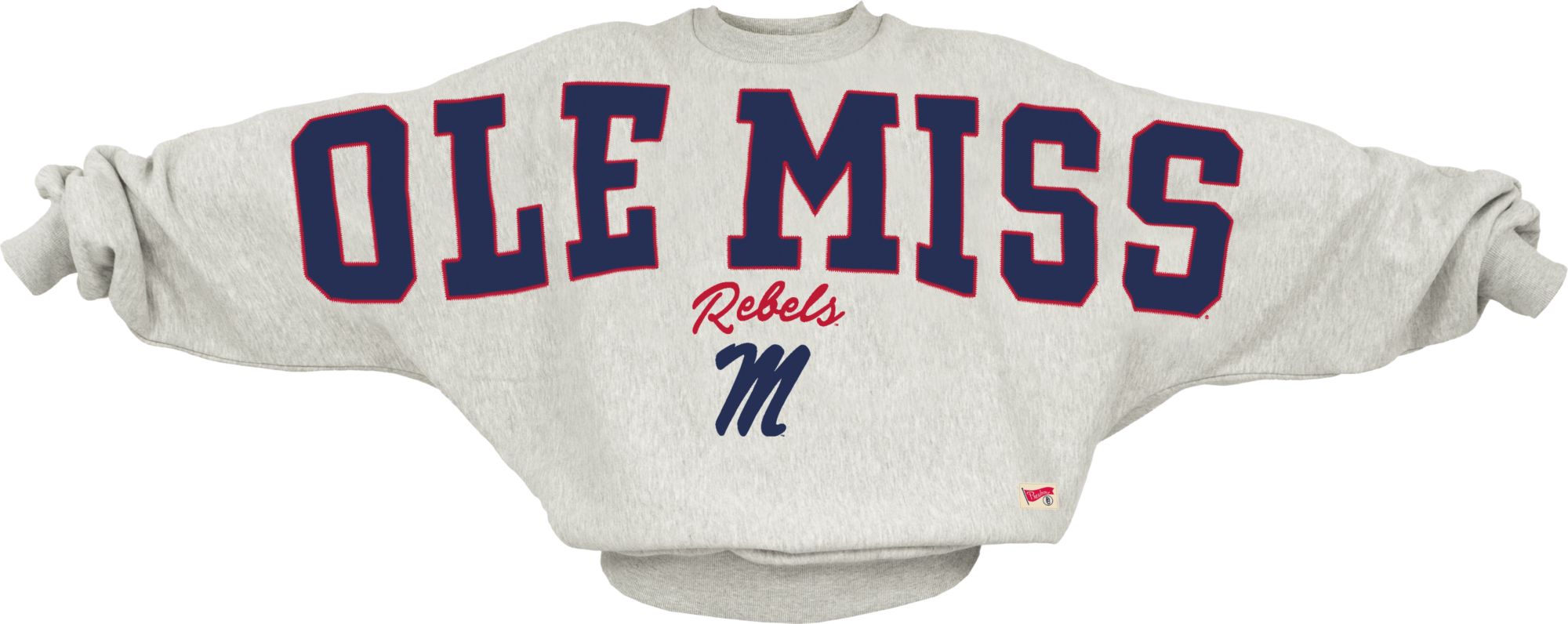 Pressbox Women's Ole Miss Rebels White Flannigan Oversized Crewneck Sweatshirt
