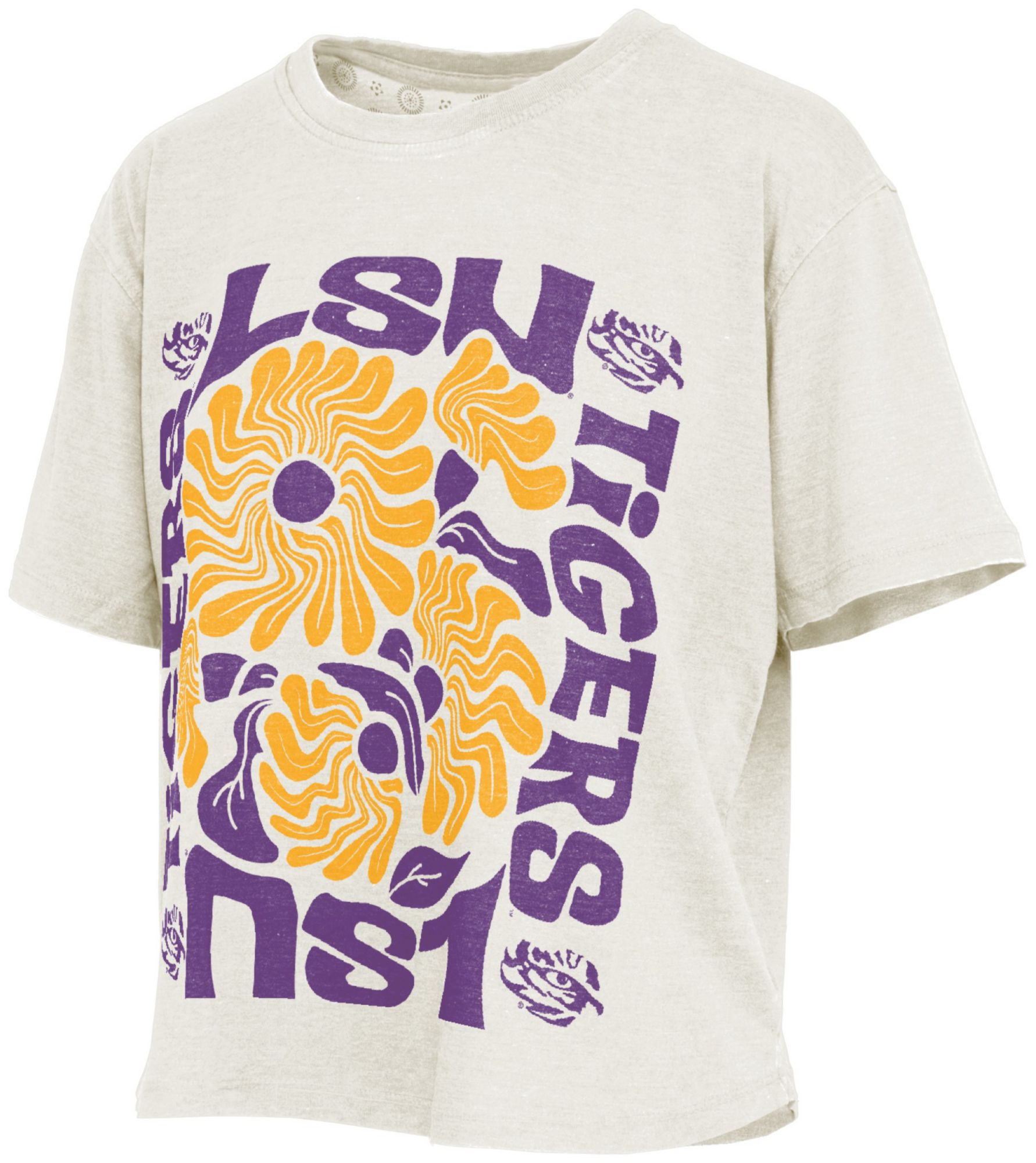 Pressbox Women's LSU Tigers Ivory Floral Vintage Shirt