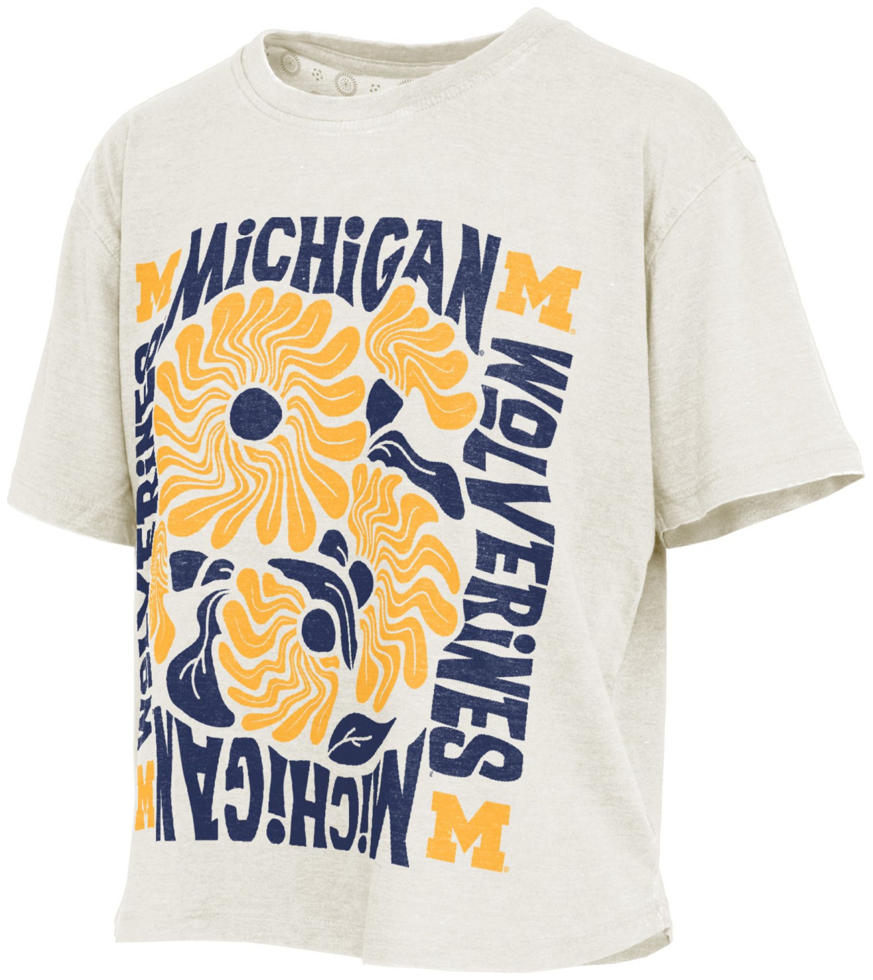 Pressbox Women's Michigan Wolverines Ivory Floral Vintage Shirt