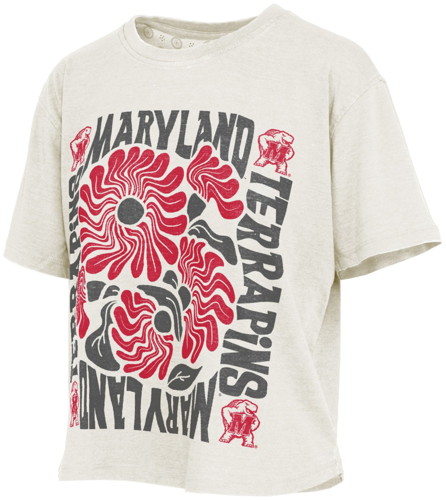 Pressbox Women's Maryland Terrapins Ivory Floral Vintage Shirt