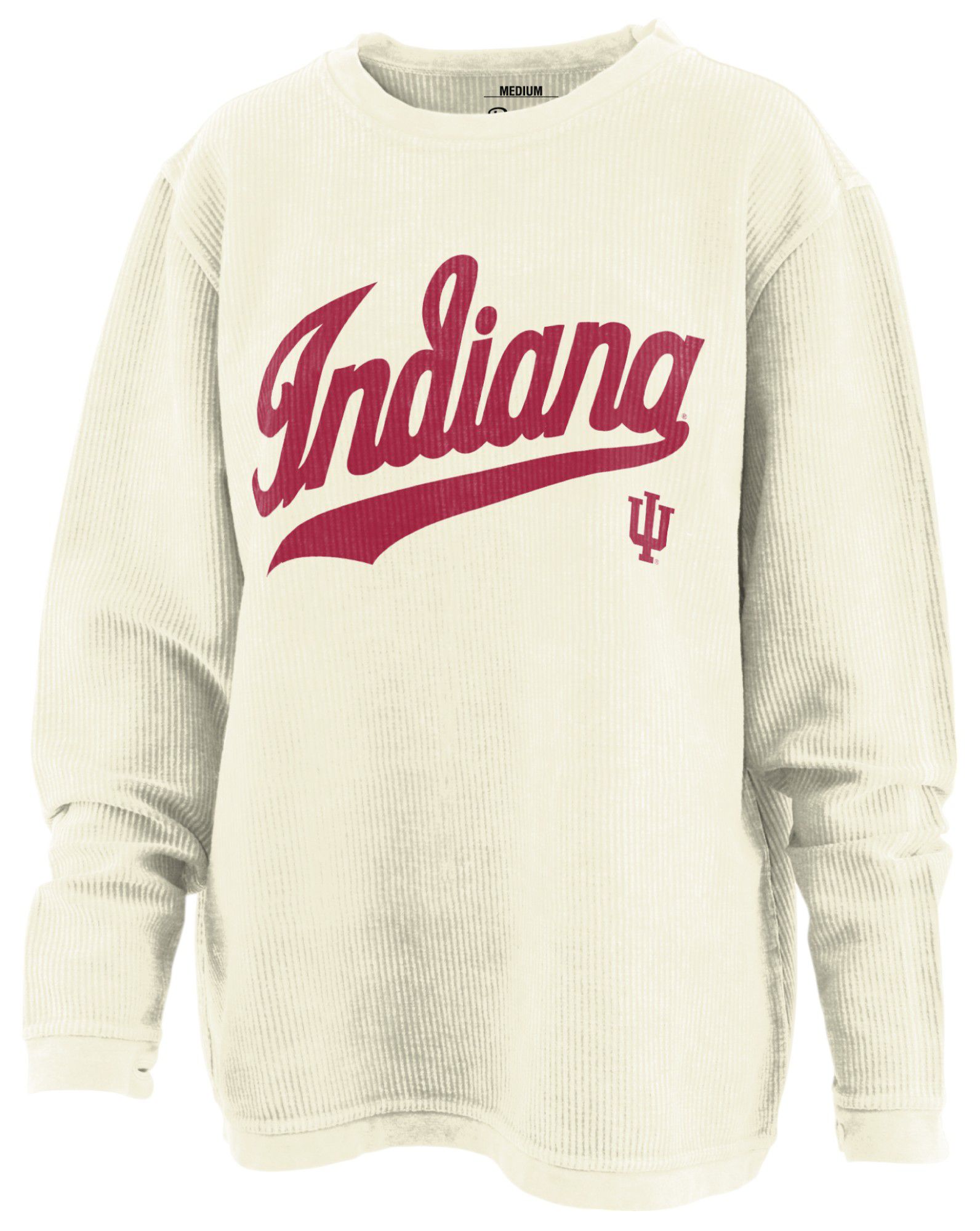 Pressbox Women's Indiana Hoosiers Ivory Harlow Crewneck Sweatshirt