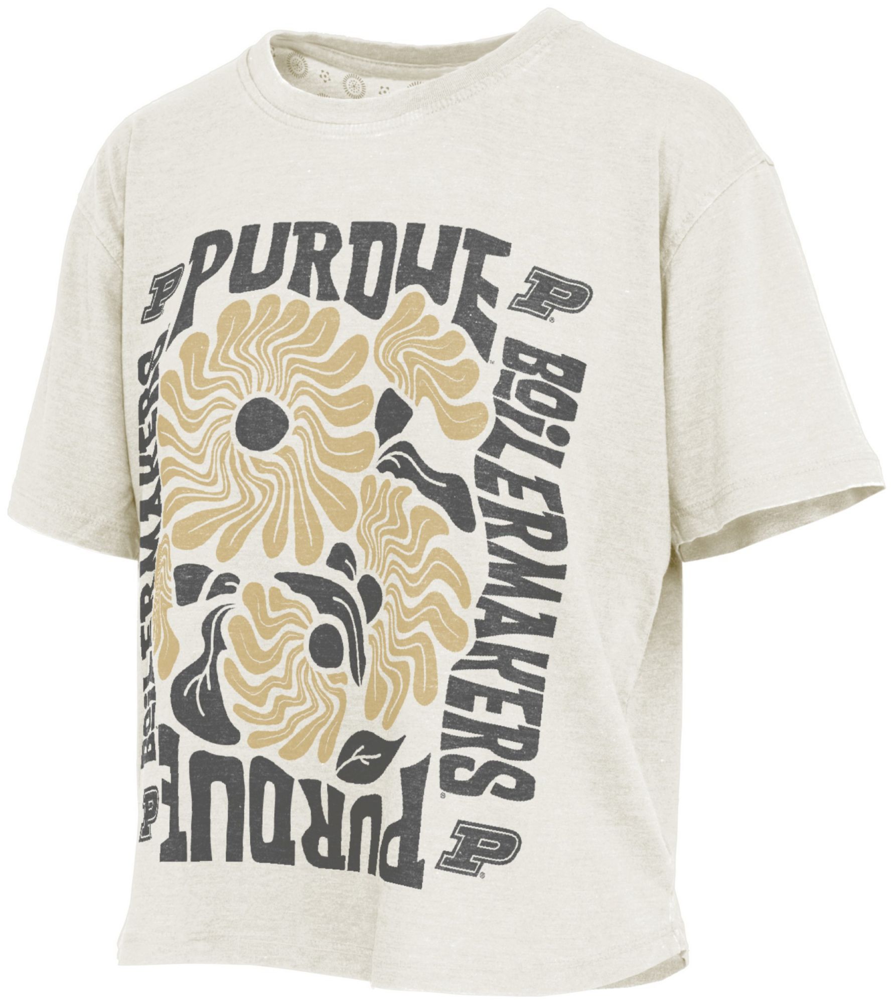 Pressbox Women's Purdue Boilermakers Ivory Floral Vintage Shirt