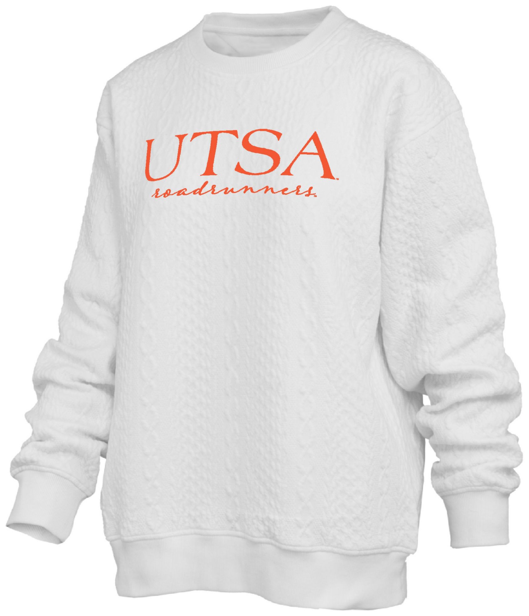 Pressbox Women's UT San Antonio Roadrunners Ivory Champagne Brandberg Crew Pullover Sweatshirt