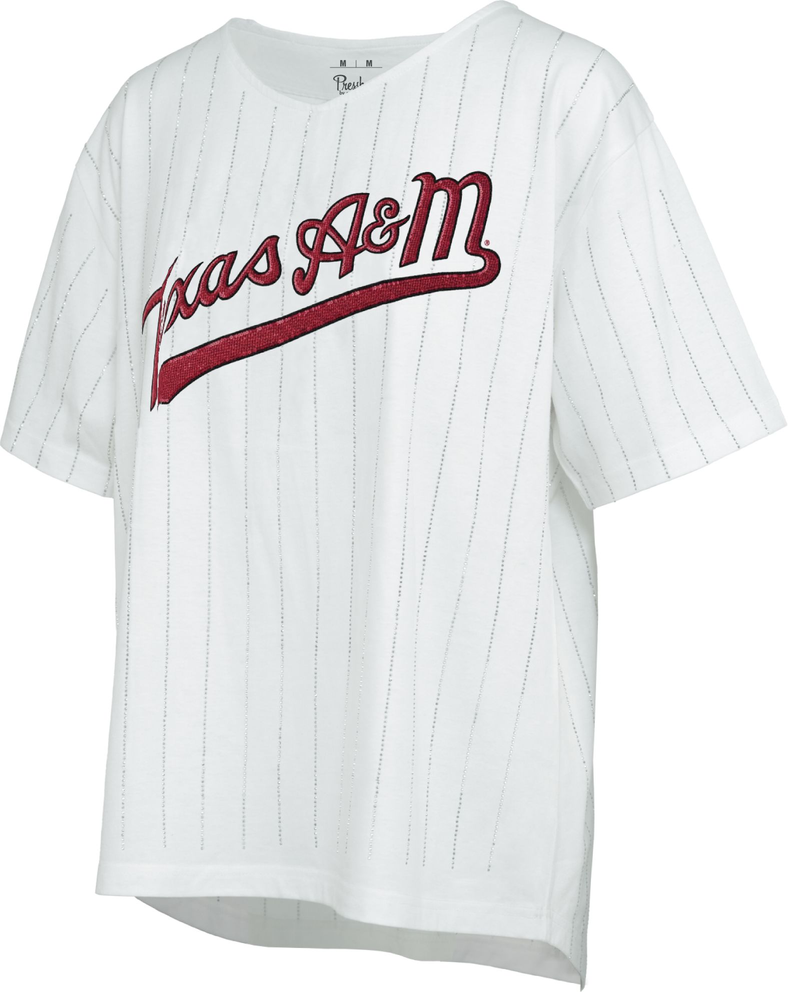 Pressbox Women's Texas A&M Aggies Ivory Glitter Striped T-Shirt