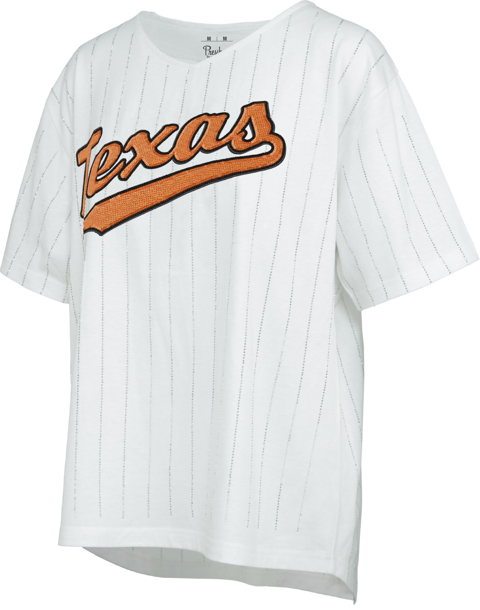 Pressbox Women's Texas Longhorns Ivory Glitter Striped T-Shirt