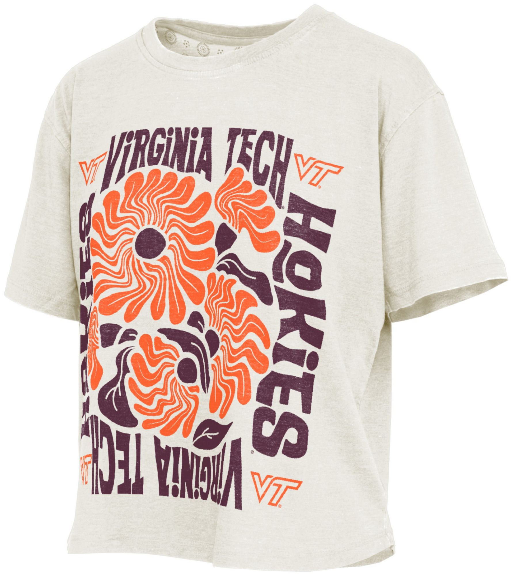 Pressbox Women's Virginia Tech Hokies Ivory Floral Vintage Shirt