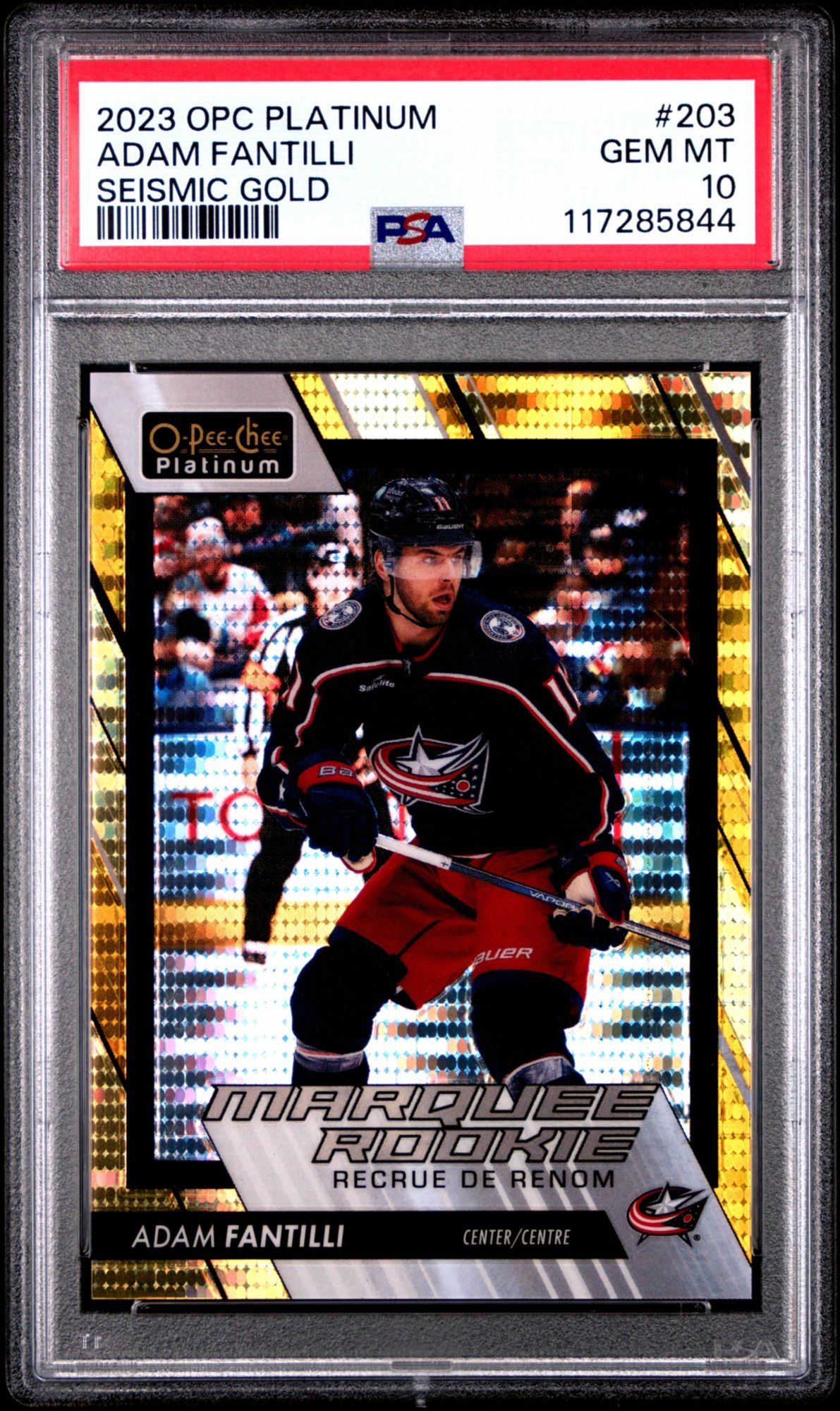 2023 Upper Deck O-Pee-Chee Platinum 203 Adam Fantilli Seismic Gold PSA 10