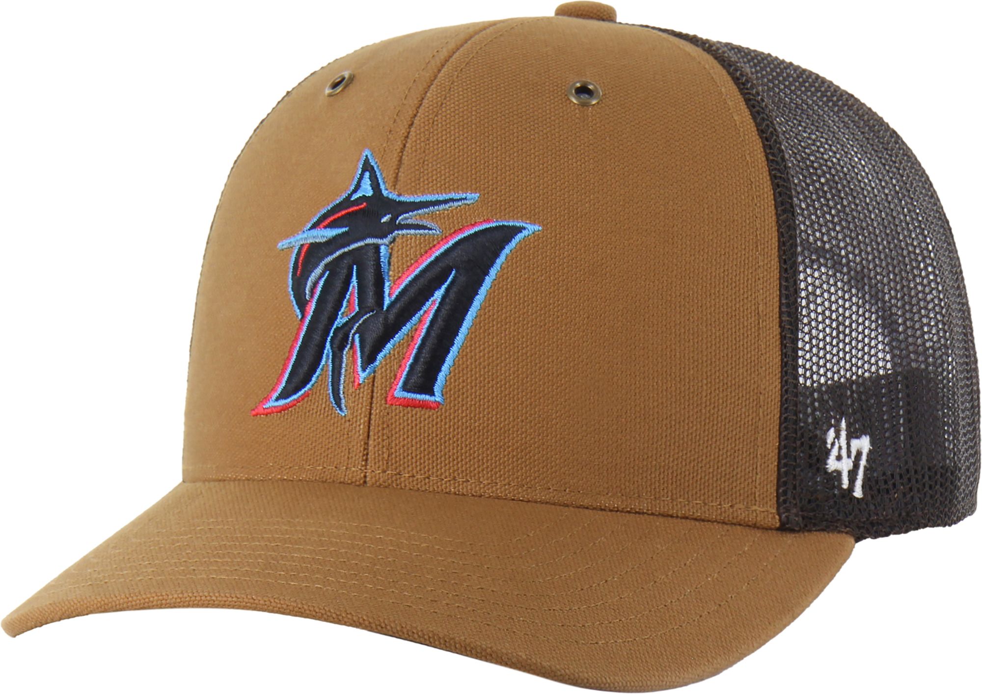 Carhartt x '47 Adult Miami Marlins Brown Adjustable Trucker Hat