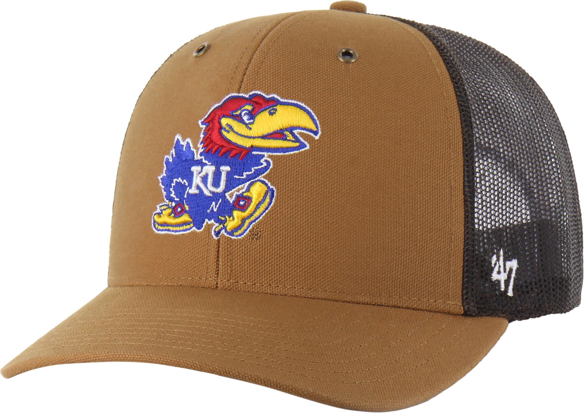 Carhartt x '47 Adult Kansas Jayhawks Carhartt Brown Adjustable Trucker Hat