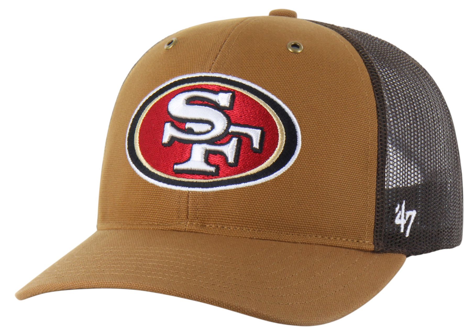 Carhartt x '47 Adult San Francisco 49ers Brown Dyed Adjustable Trucker Hat
