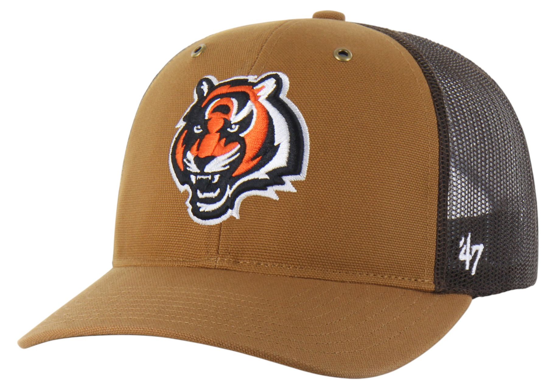 Carhartt x '47 Adult Cincinnati Bengals Brown Dyed Adjustable Trucker Hat