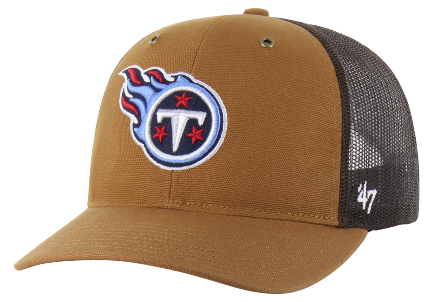 Carhartt x '47 Adult Tennessee Titans Brown Dyed Adjustable Trucker Hat