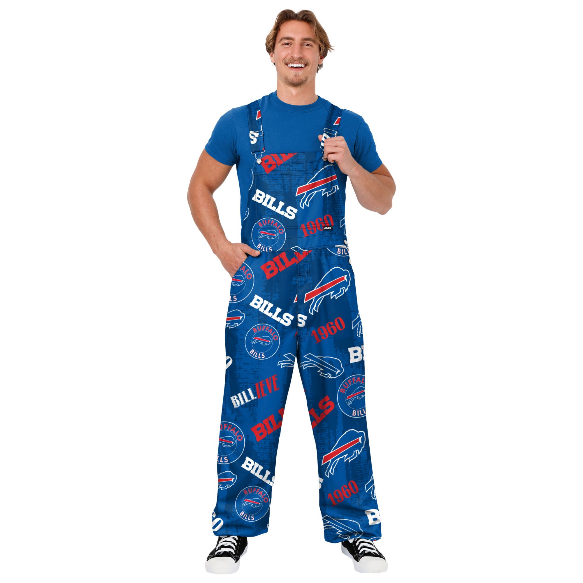 FOCO Men's Buffalo Bills Royal Toss Print Overalls