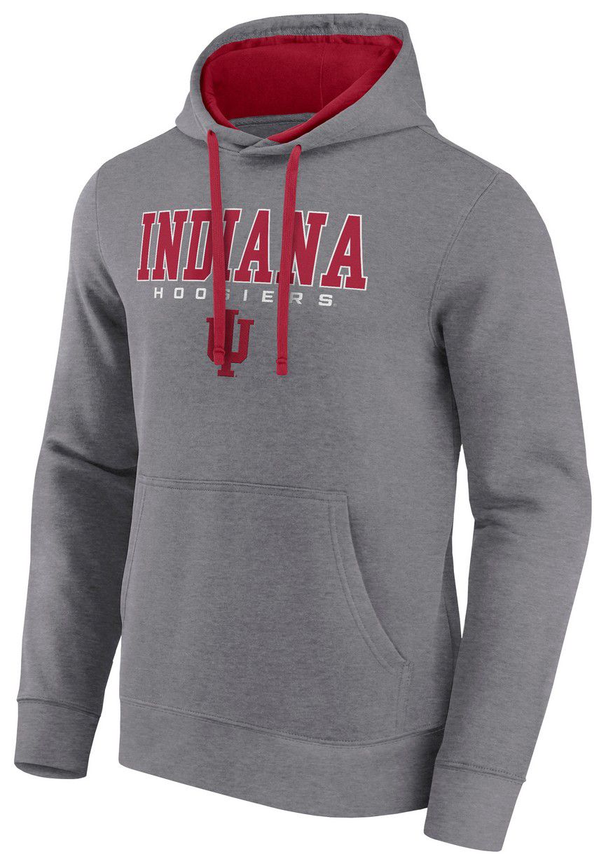 Logo Athletic Men's Indiana Hoosiers Grey/Cardinal Hoodie