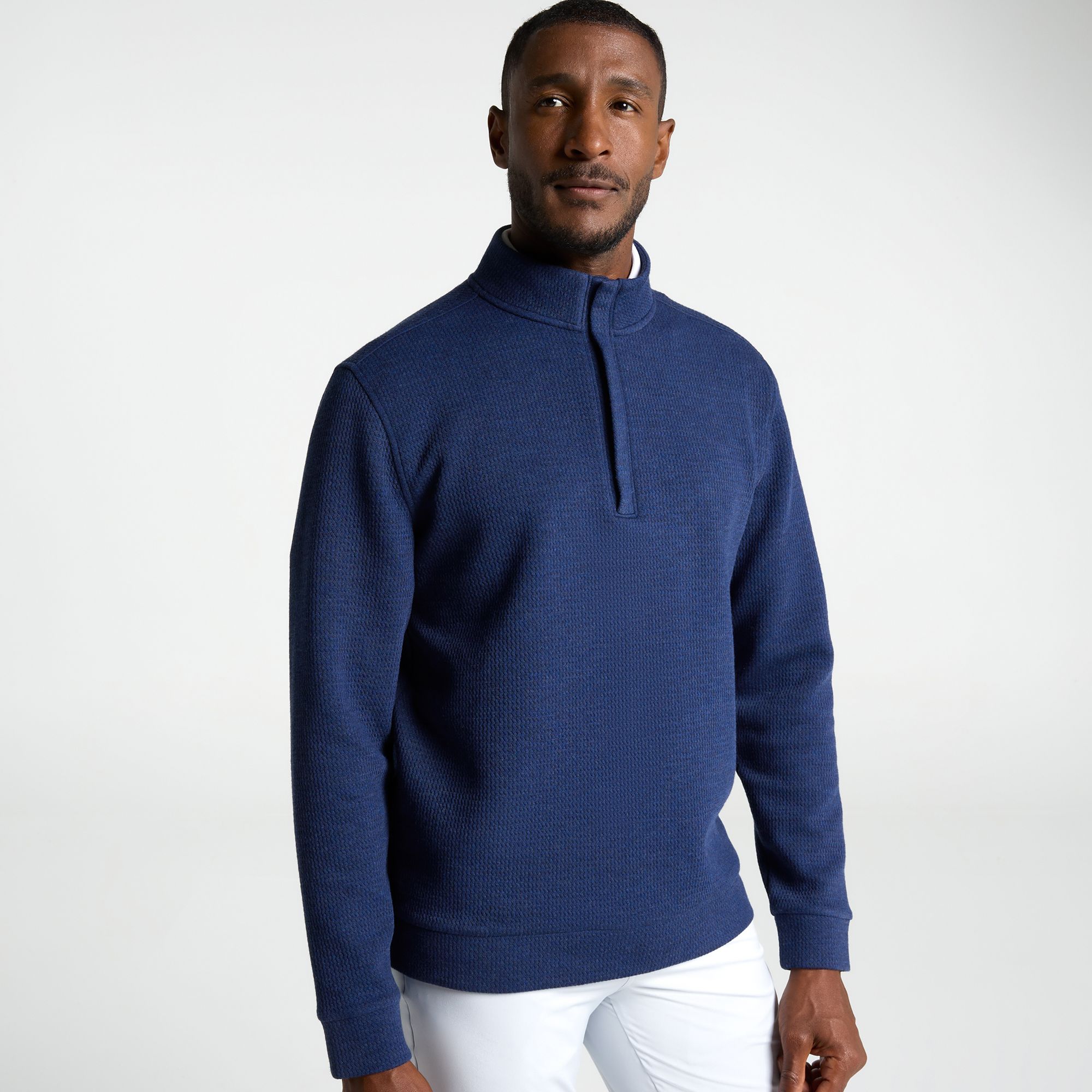 Walter Hagen Men's Clubhouse Textured 1/4 Zip Golf Pullover, Medium, Navy Blue