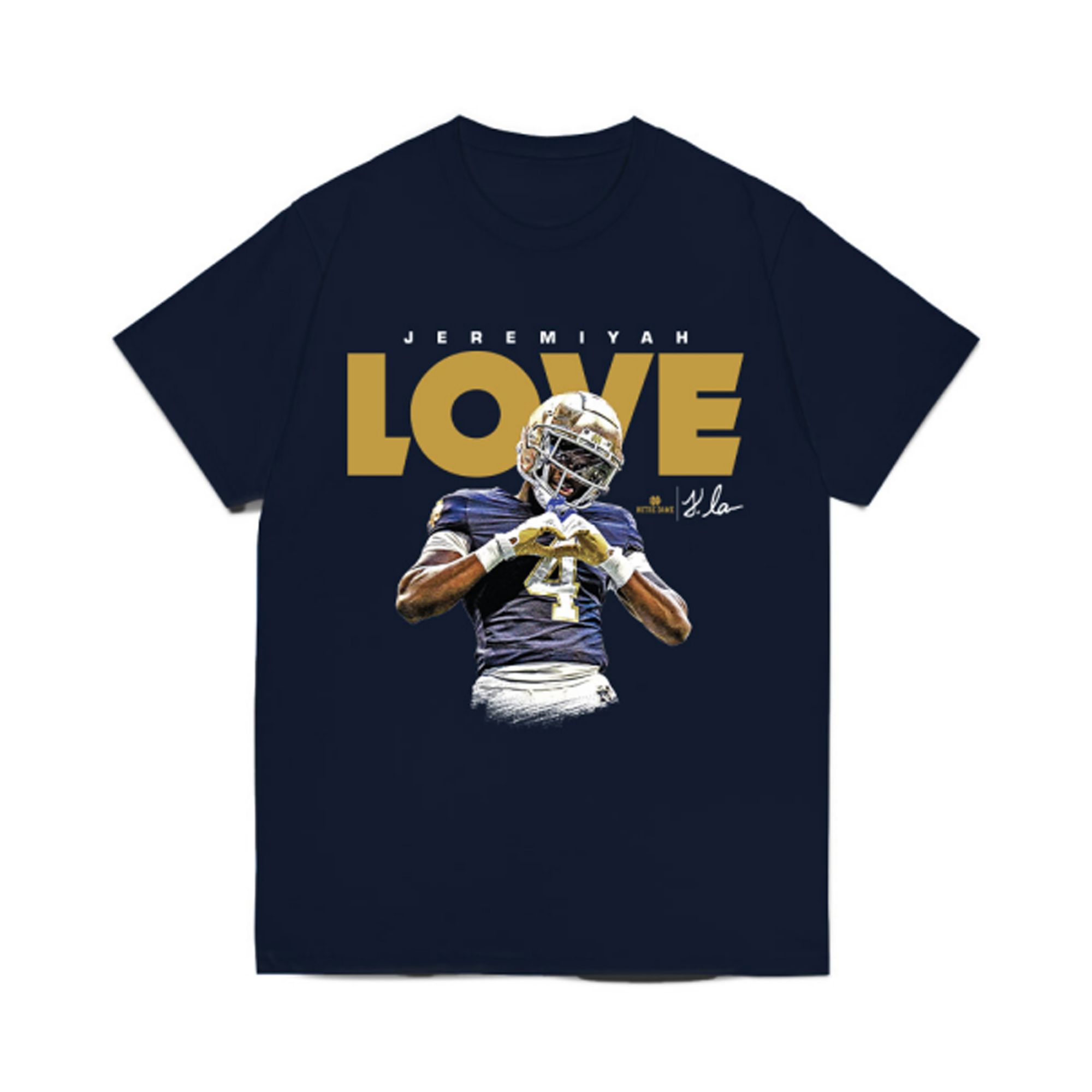 Athlete's Thread Youth Notre Dame Fighting Irish Jeremiyah Love #4 Navy T-Shirt