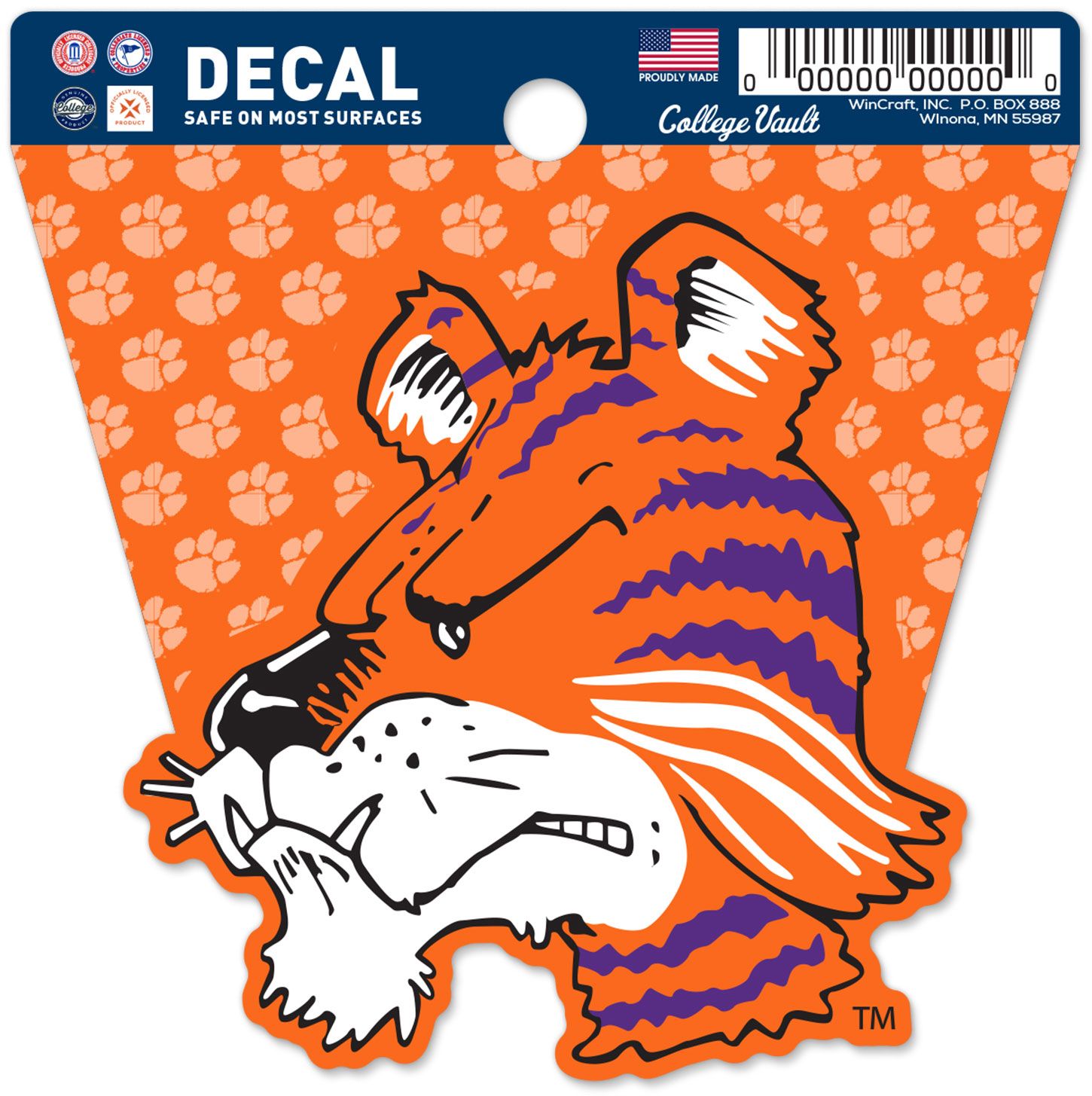 WinCraft Clemson Tigers Retro Logo Clean Cut Decal