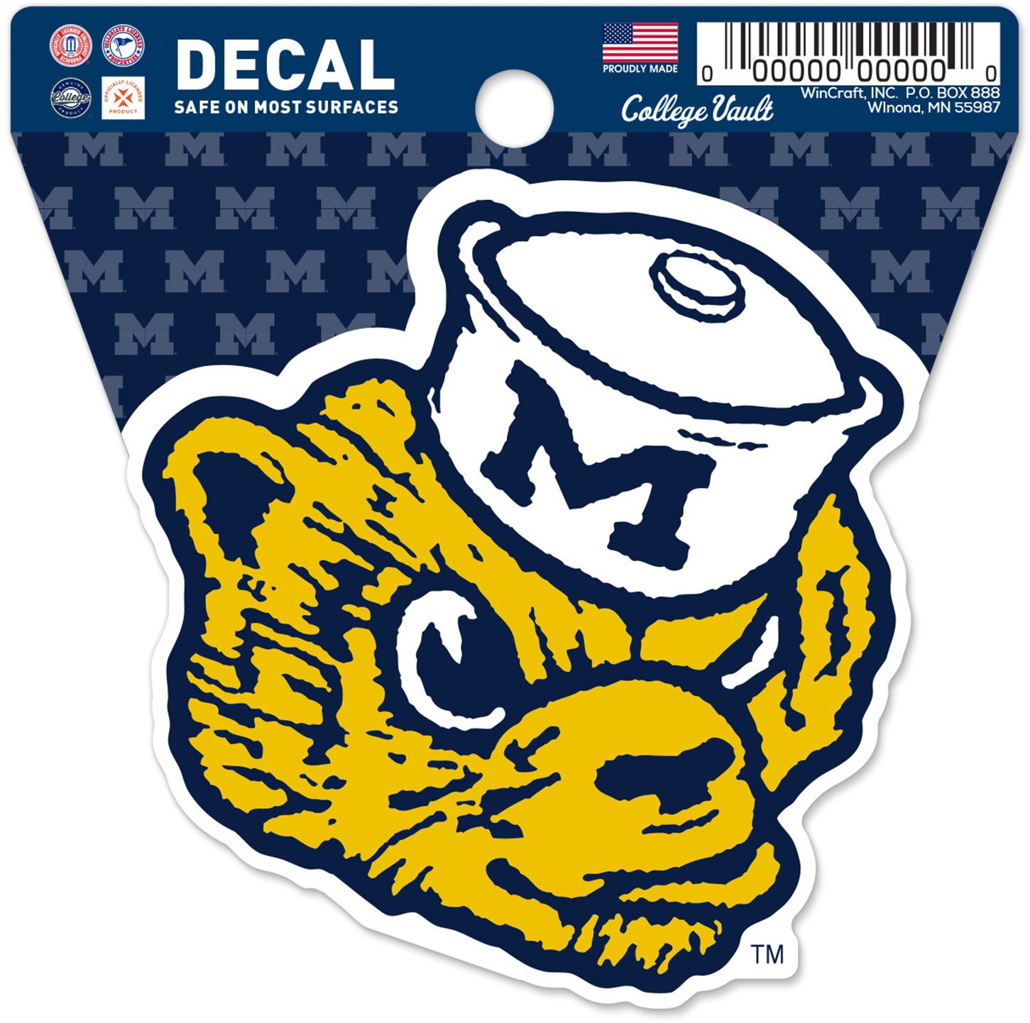 WinCraft Michigan Wolverines Retro Logo Clean Cut Decal