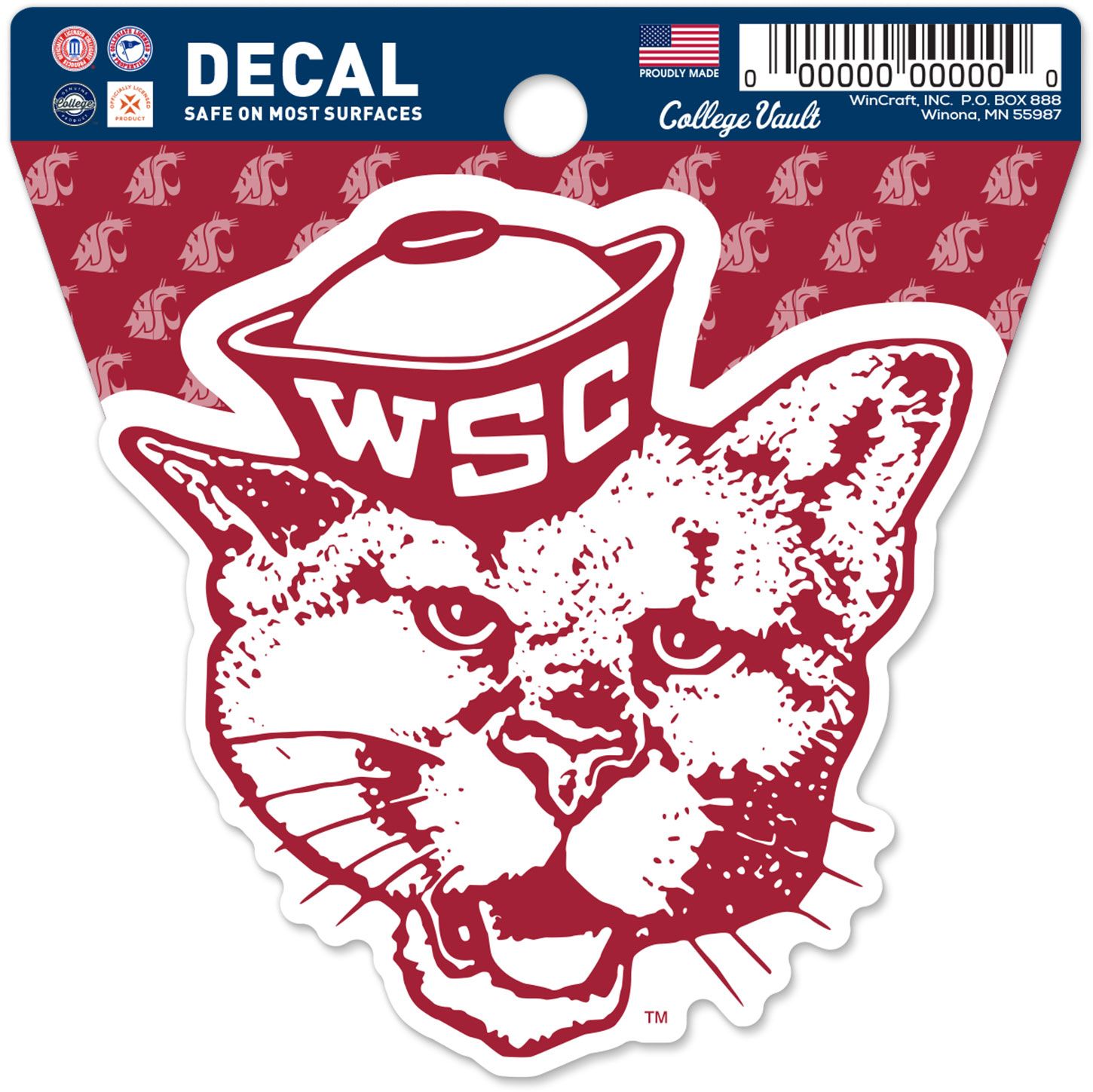 WinCraft Washinton State Cougars Retro Logo Clean Cut Decal