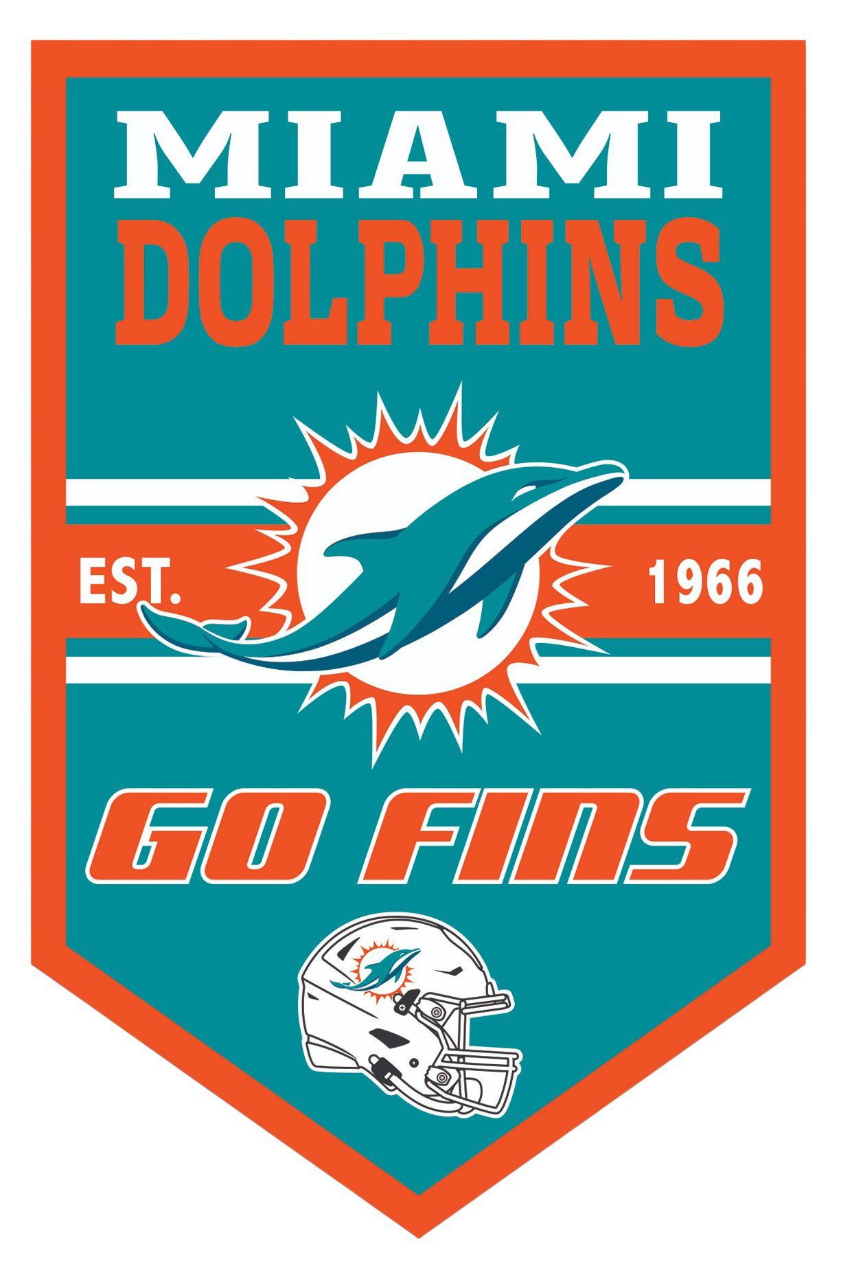 WinCraft Miami Dolphins 11" X 17" Chevron Sign