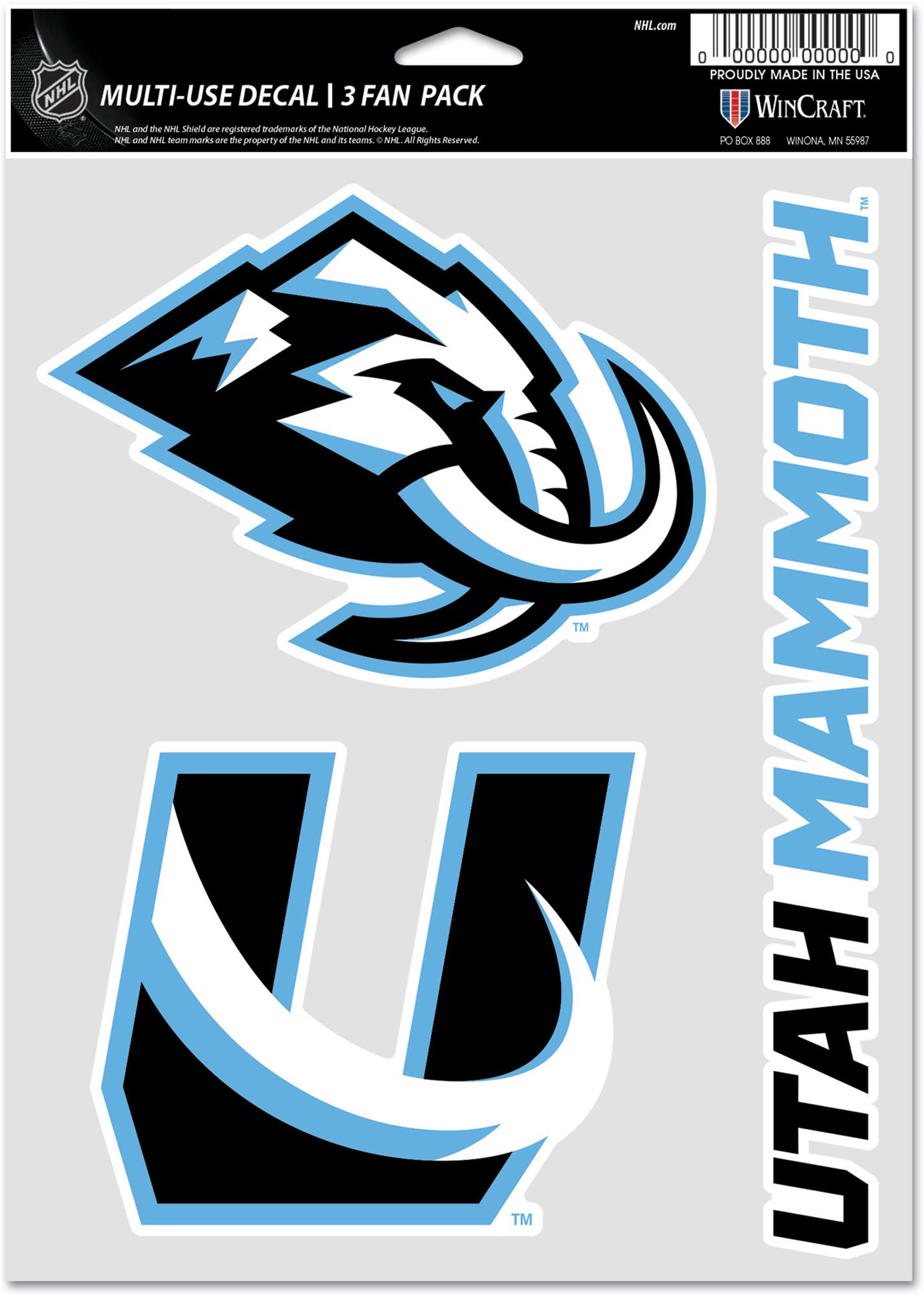 WinCraft Utah Mammoth 3-Pack Decal