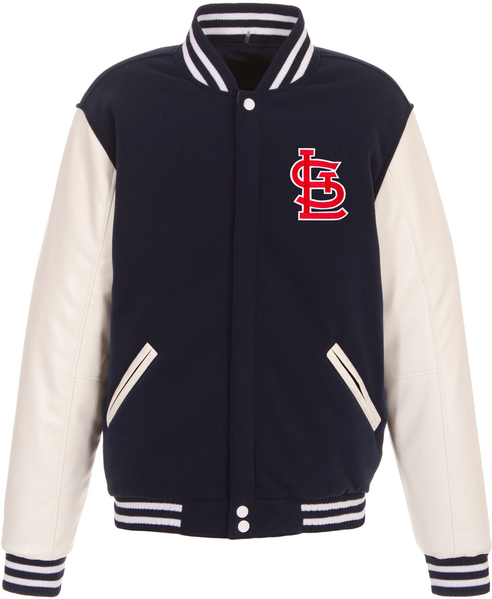 JH Design Men's St. Louis Cardinals Navy Reversible  Varsity Jacket