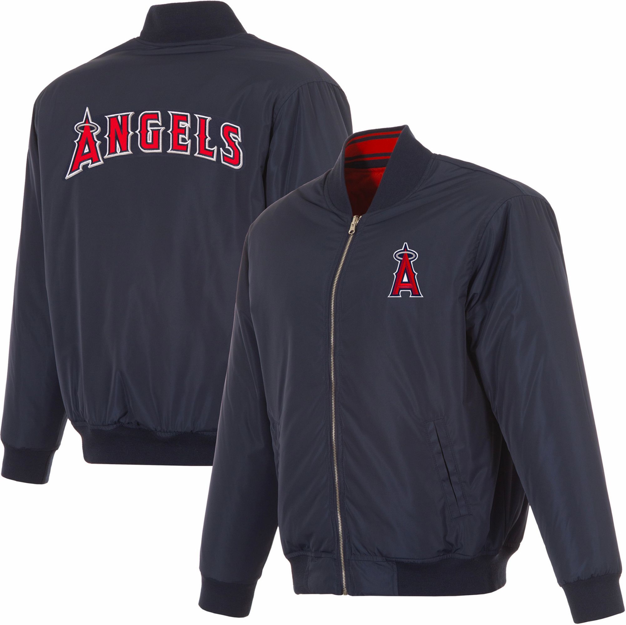JH Design Men's Los Angeles Angels Full-Zip Reversible Flight Navy Nylon Jacket