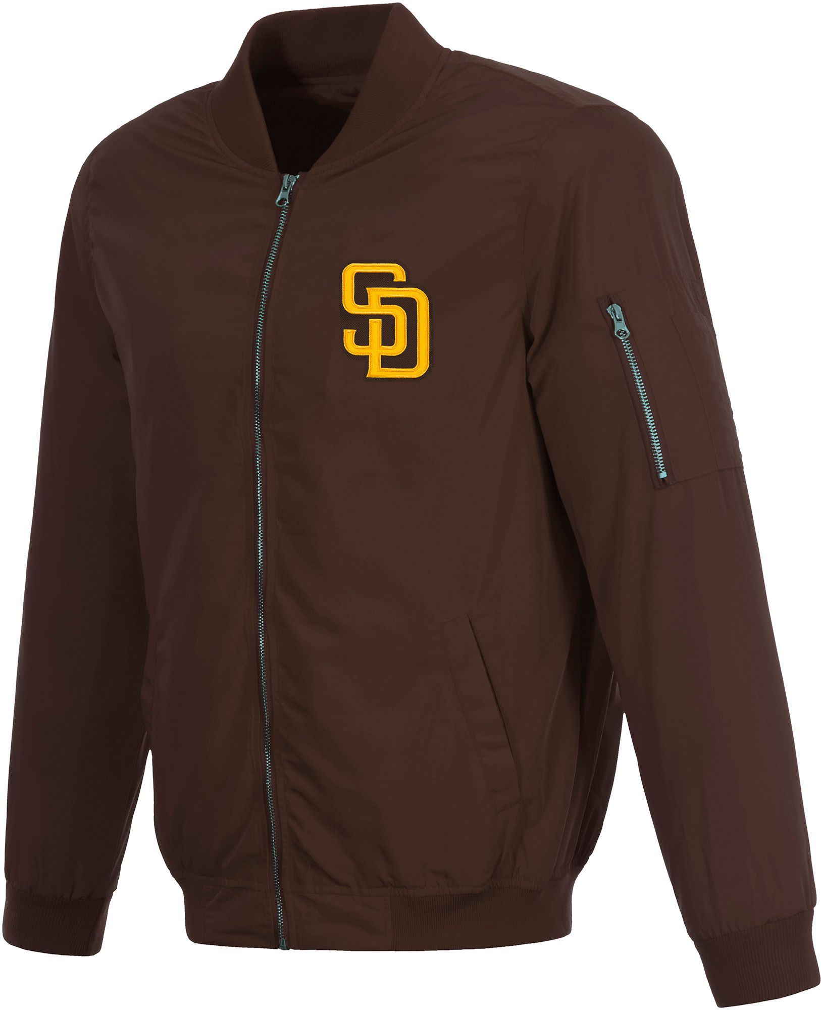 JH Design Men's San Diego Padres Brown Bomber Jacket