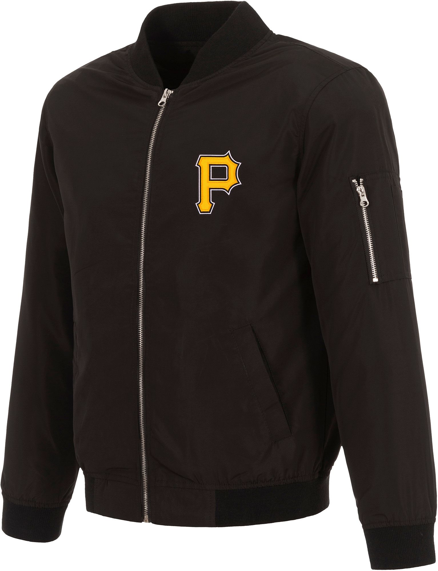JH Design Men's Pittsburgh Pirates Black Bomber Jacket