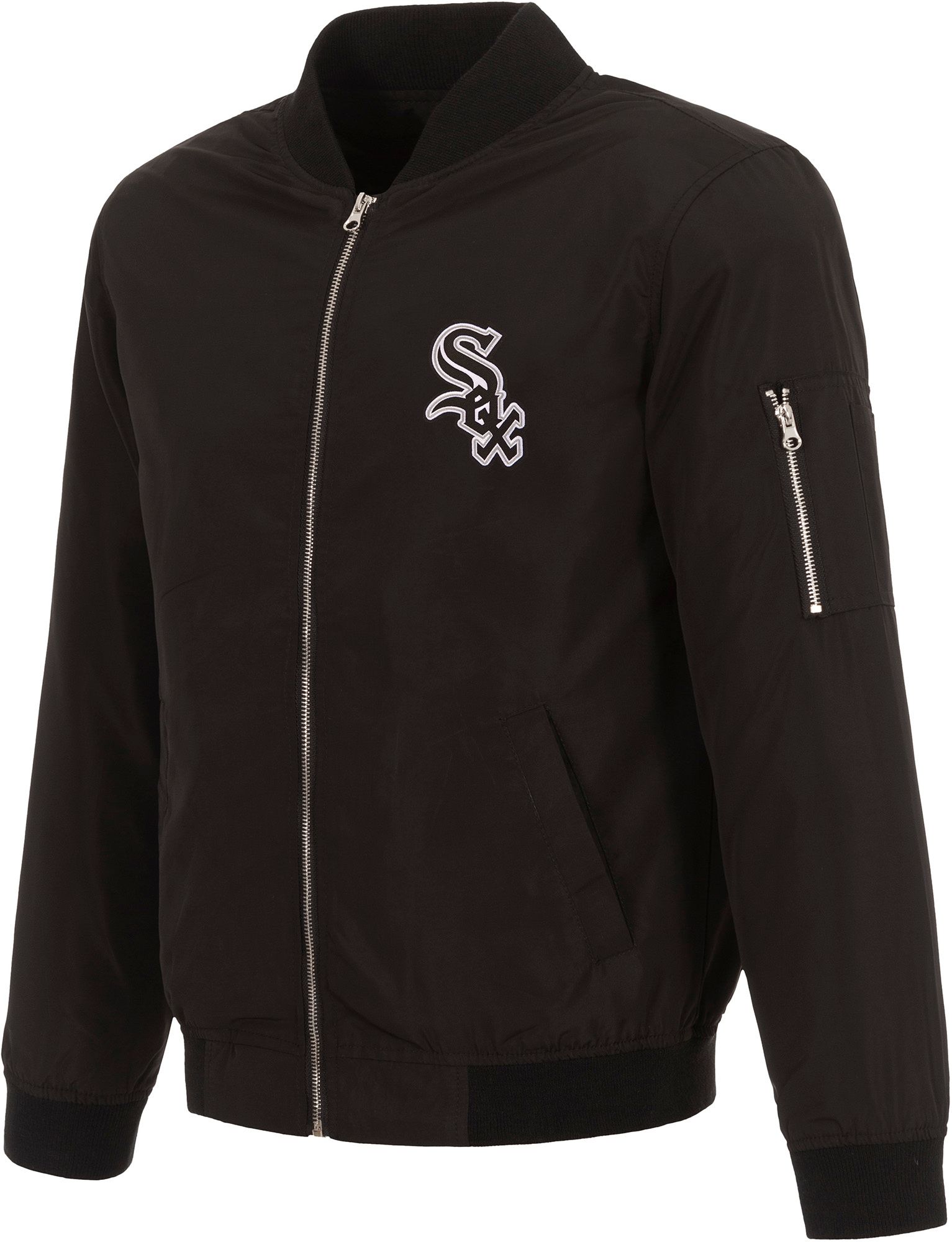 JH Design Men's Chicago White Sox Black Bomber Jacket