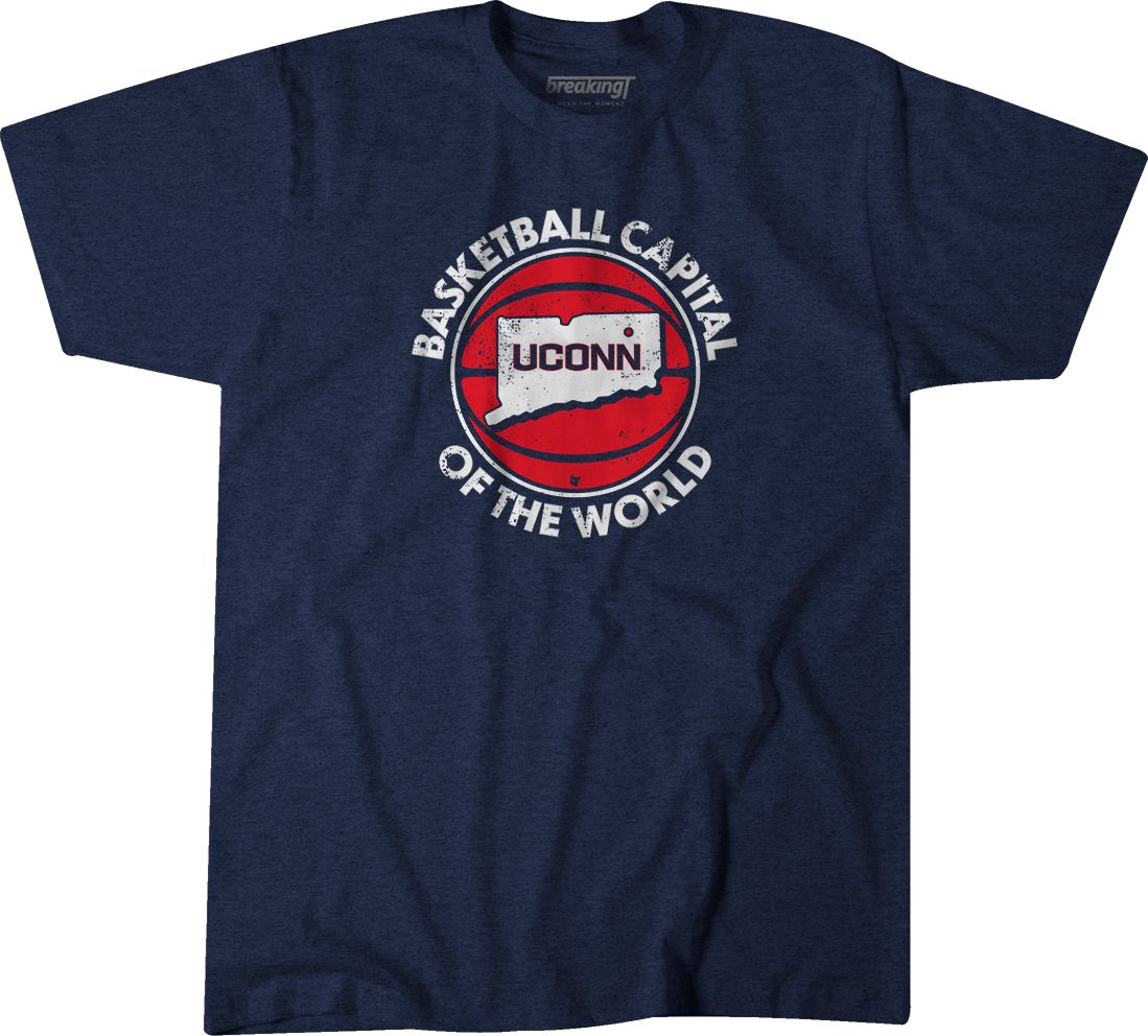 BreakingT Adult UConn Huskies Basketball Capital of the World Navy T-Shirt
