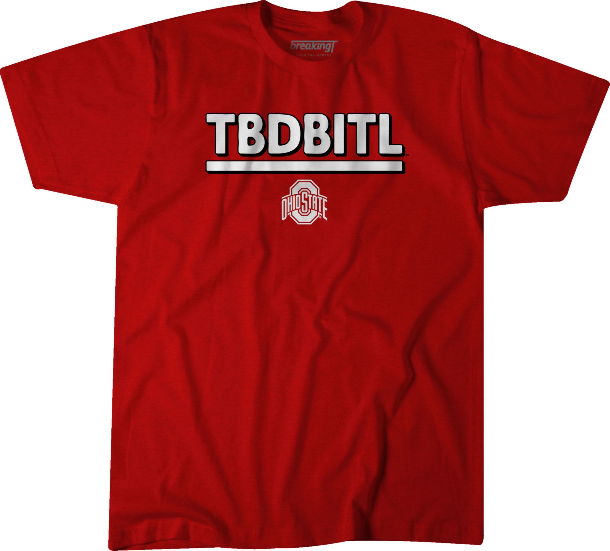 BreakingT Adult Ohio State Buckeyes Scarlet 'TBDBITL' T-Shirt
