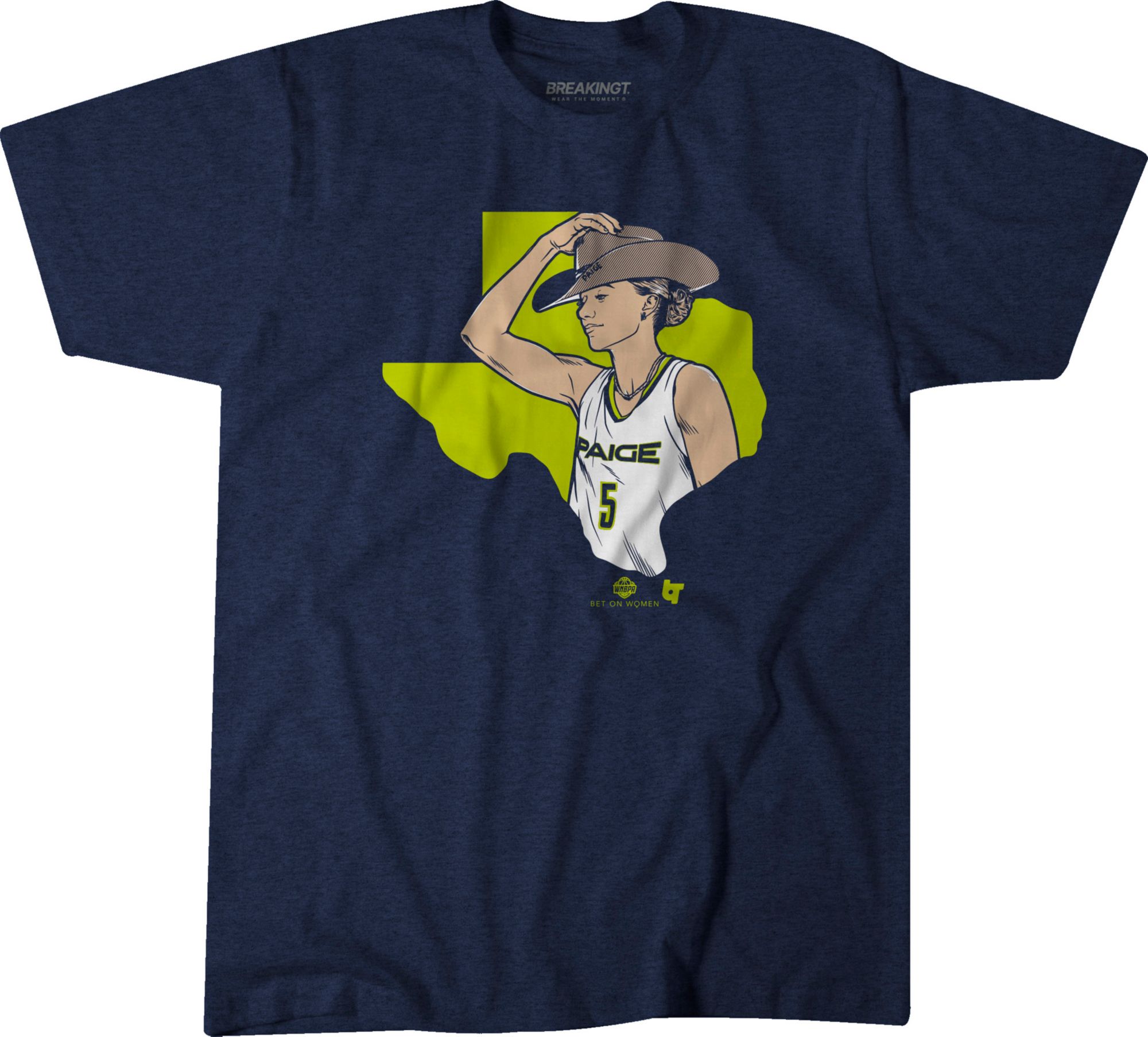 BreakingT Adult Dallas Wings Paige Bueckers Navy Cowboy Bueckers T-Shirt