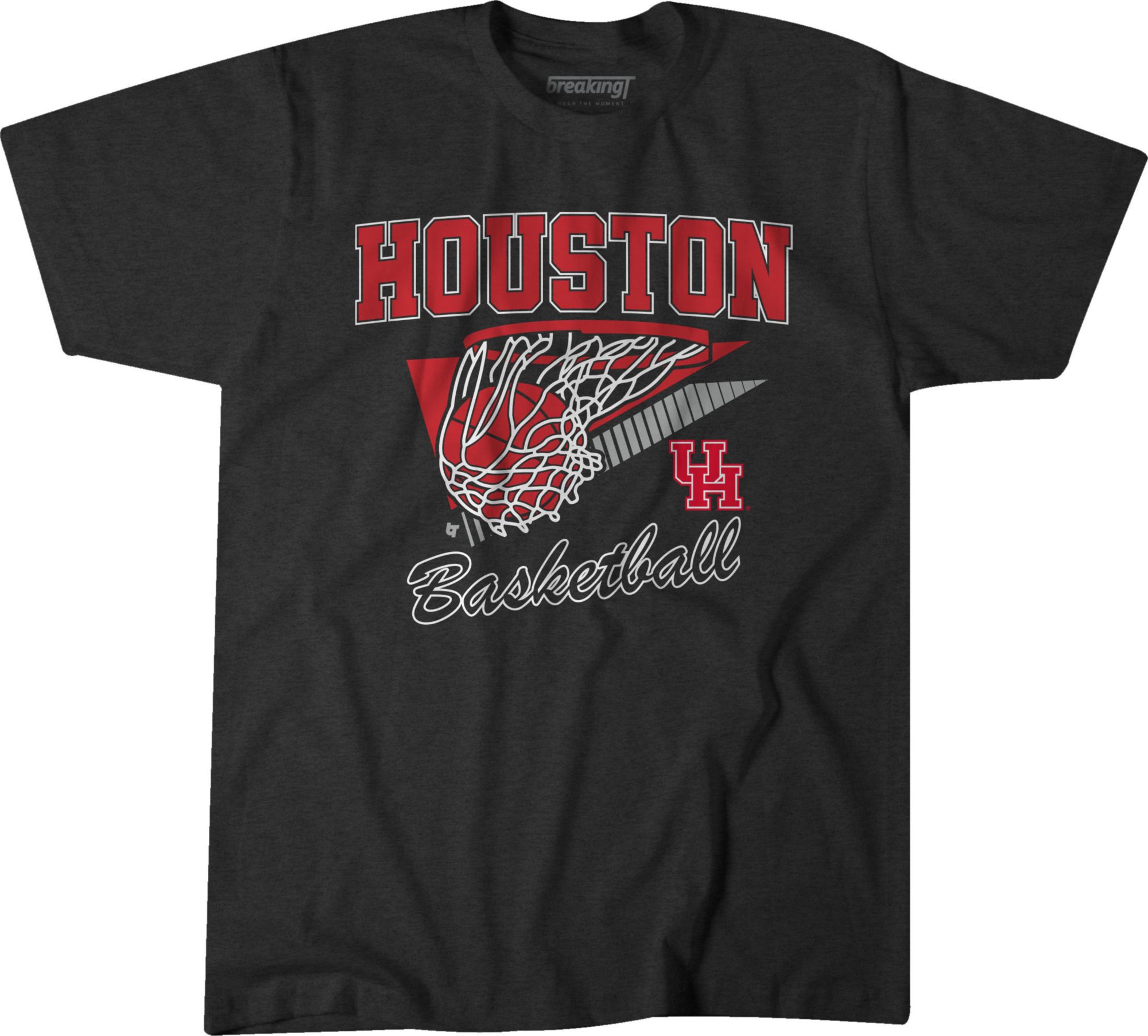 BreakingT Men's Houston Cougars Black Vintage Basketball T-Shirt