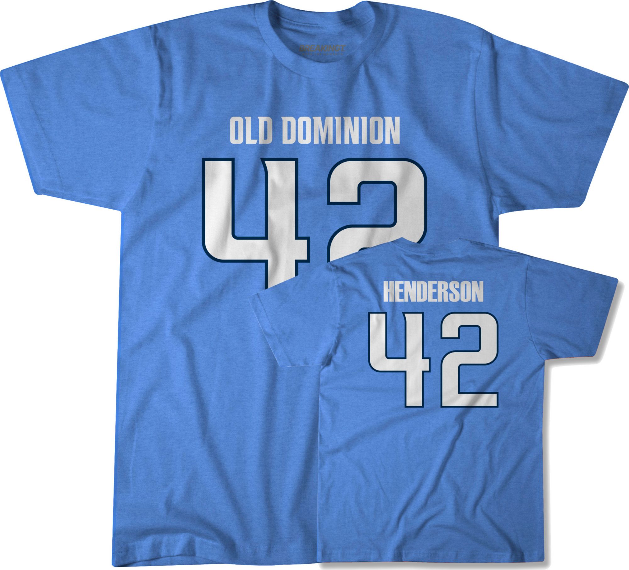 BreakingT Men's Old Dominion Monarchs Jason Henderson #42 Light Blue T-Shirt