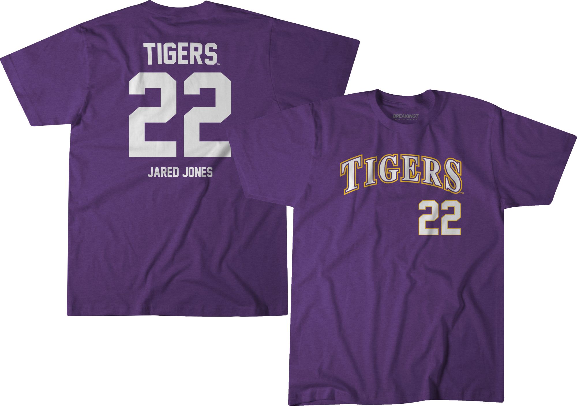 BreakingT Men's LSU Tigers Jared Jones #22 Purple T-Shirt