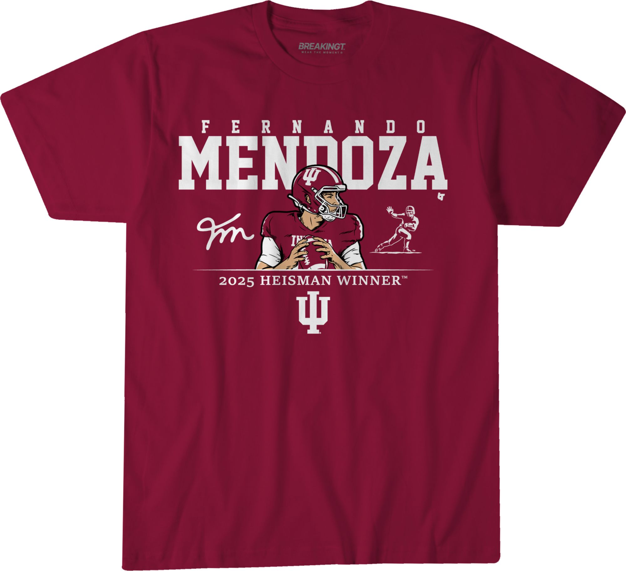 BreakingT Men's Indiana Hoosiers Fernando Mendoza Red Heisman T-Shirt