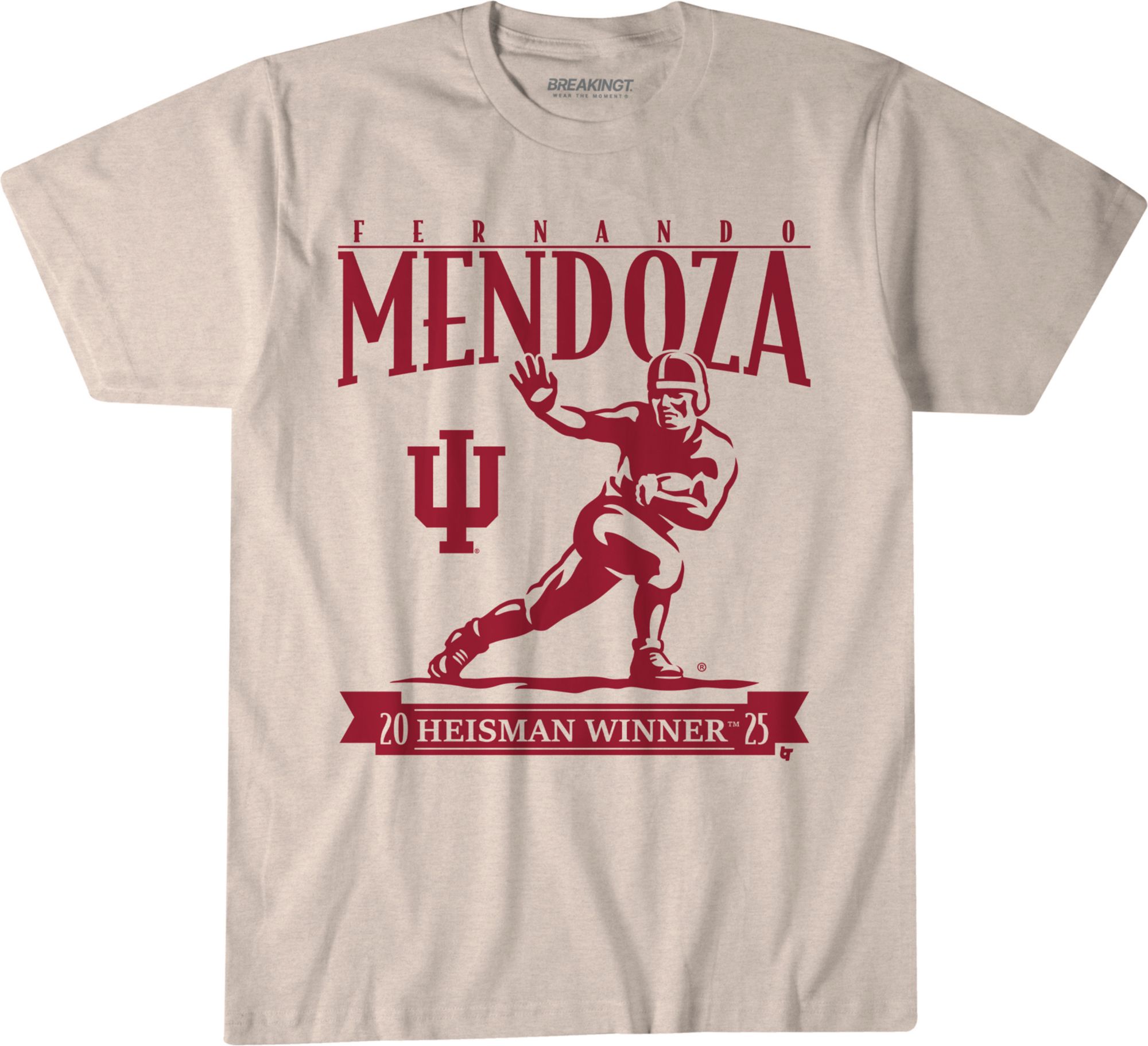 BreakingT Men's Indiana Hoosiers Fernando Mendoza White Heisman T-Shirt